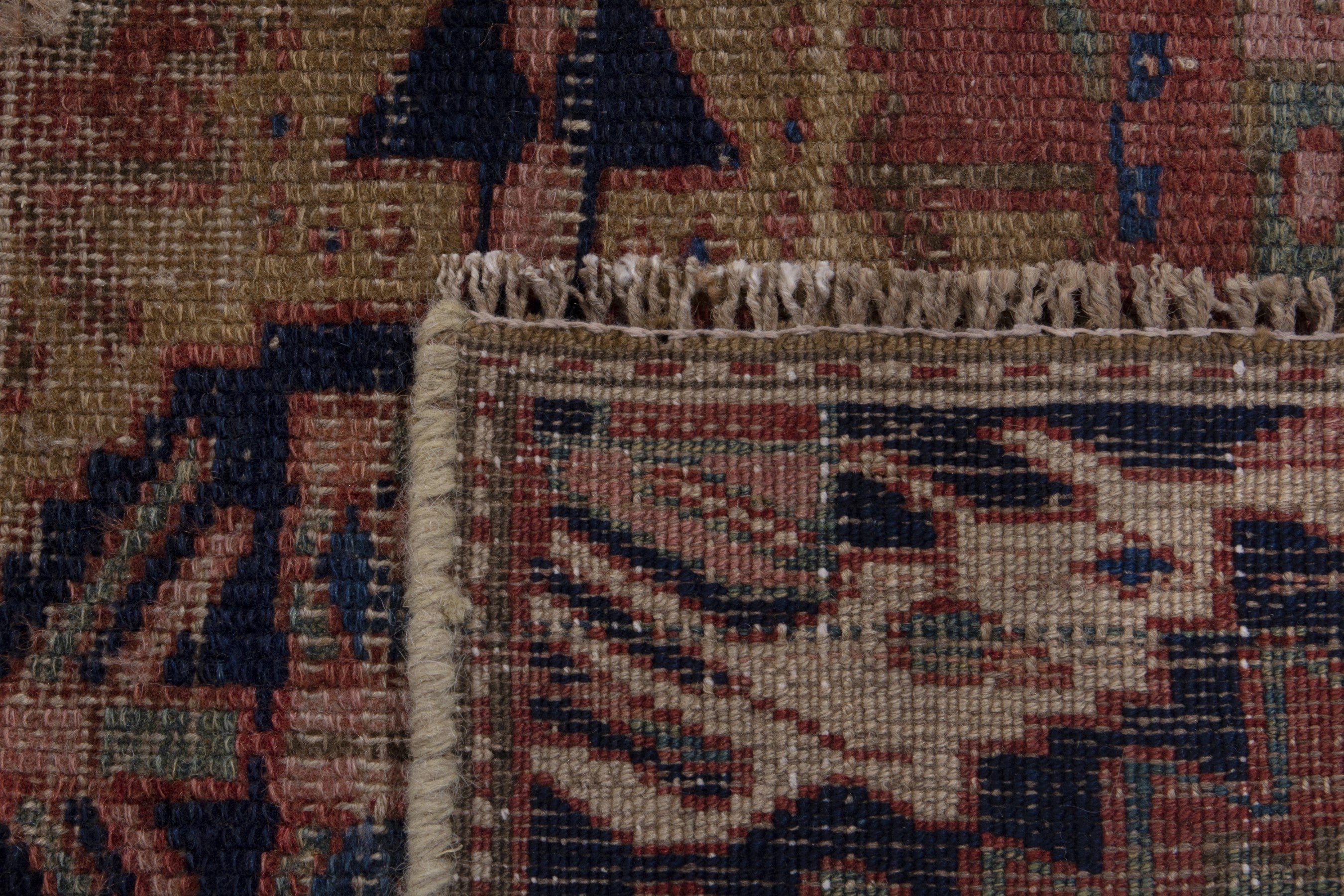 Turkish Anatolian runner rug in terracotta and navy, view 17 of 17