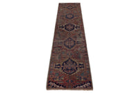 Turkish Anatolian runner rug in terracotta and navy, view 12 of 18