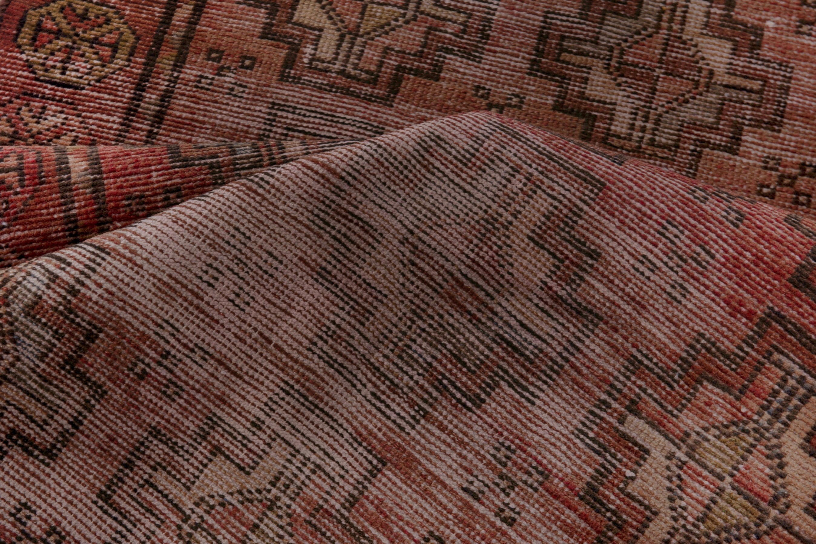 Persian Torkaman runner rug in faded red and muted pink, view 14 of 18