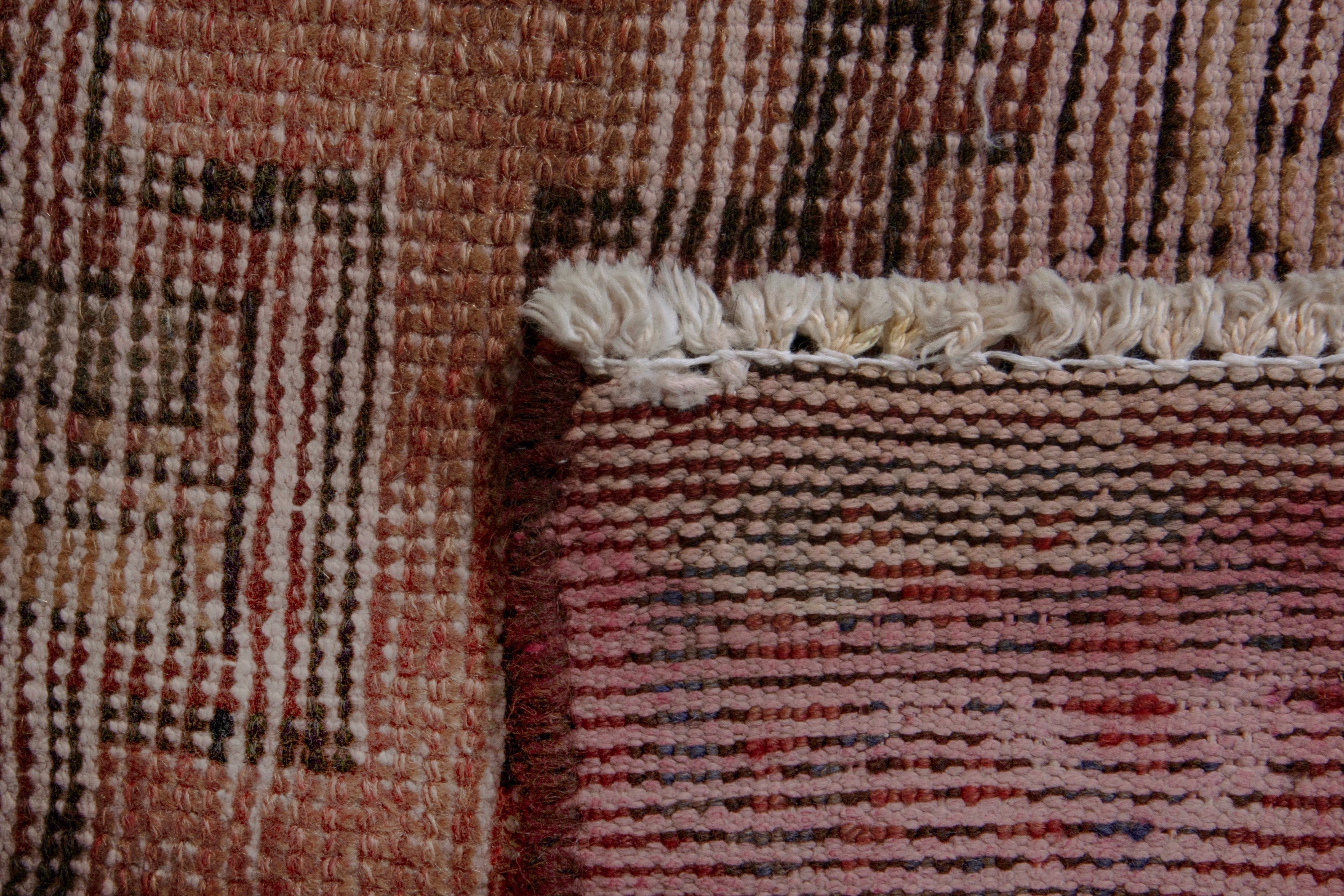 Persian Torkaman runner rug in faded red and muted pink, view 18 of 18