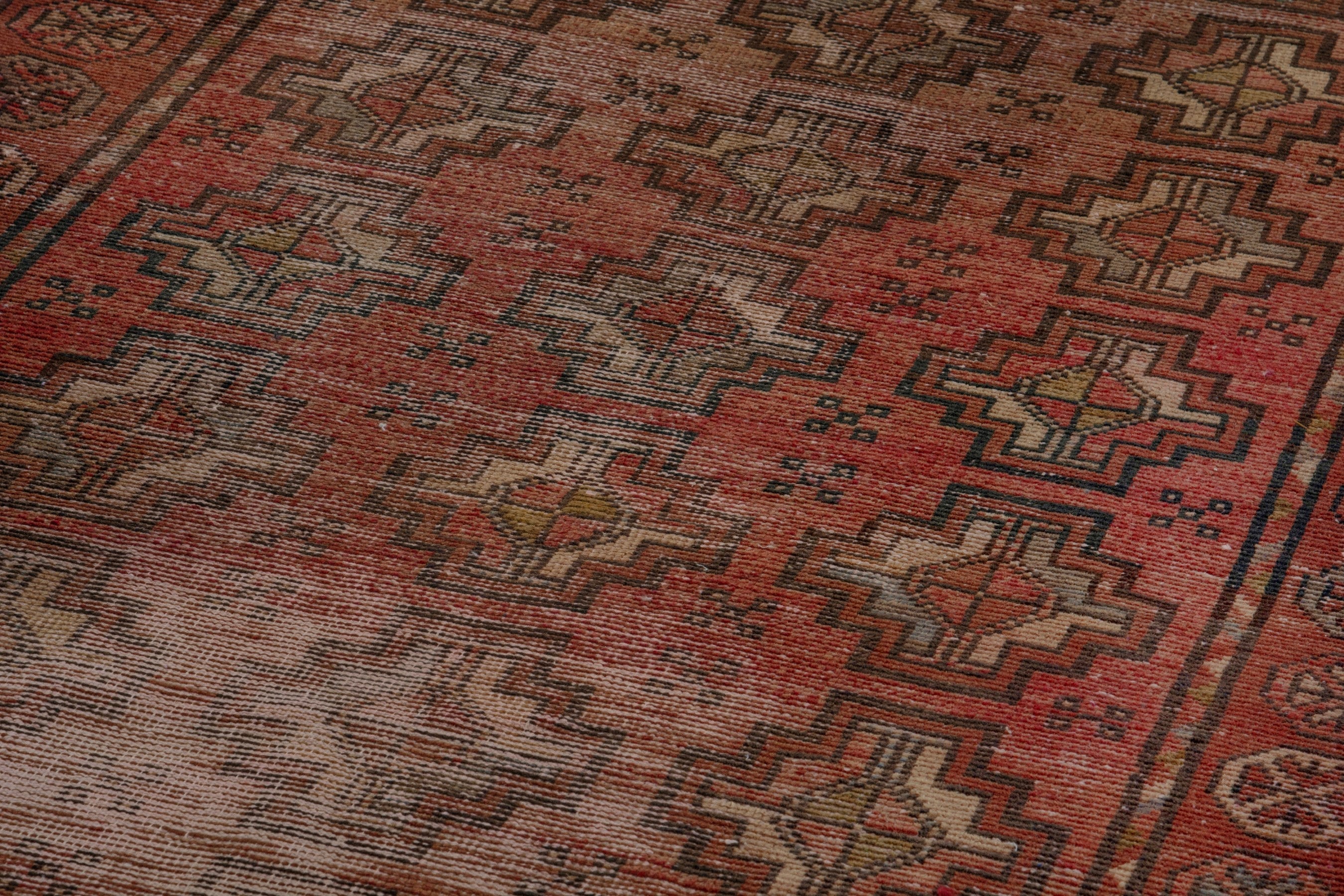 Persian Torkaman runner rug in faded red and muted pink, view 9 of 18