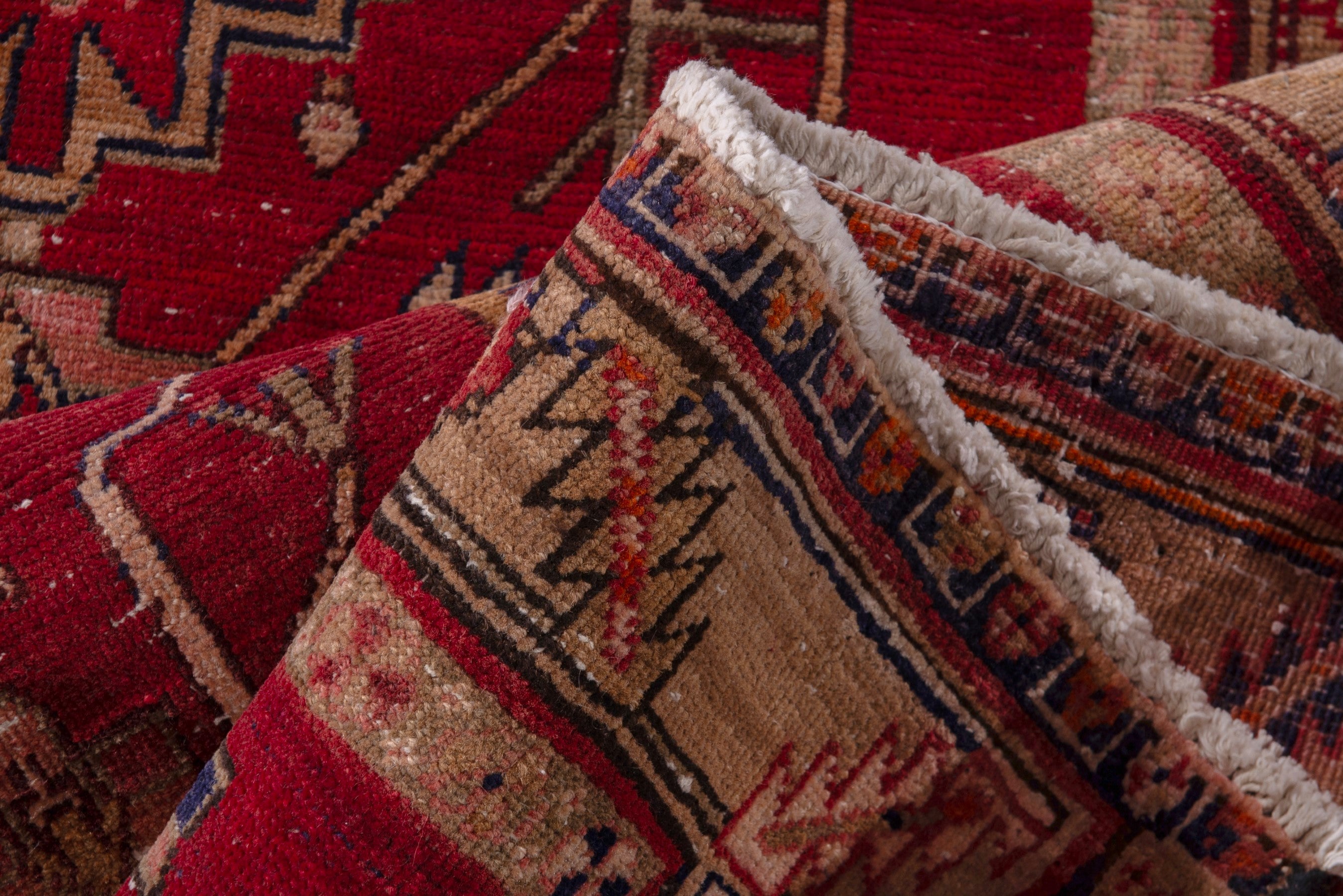 Persian Ardabil runner rug in deep red and muted pink, view 15 of 18
