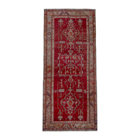 Persian Ardabil runner rug in deep red and muted pink, 3'6" x 7'10"