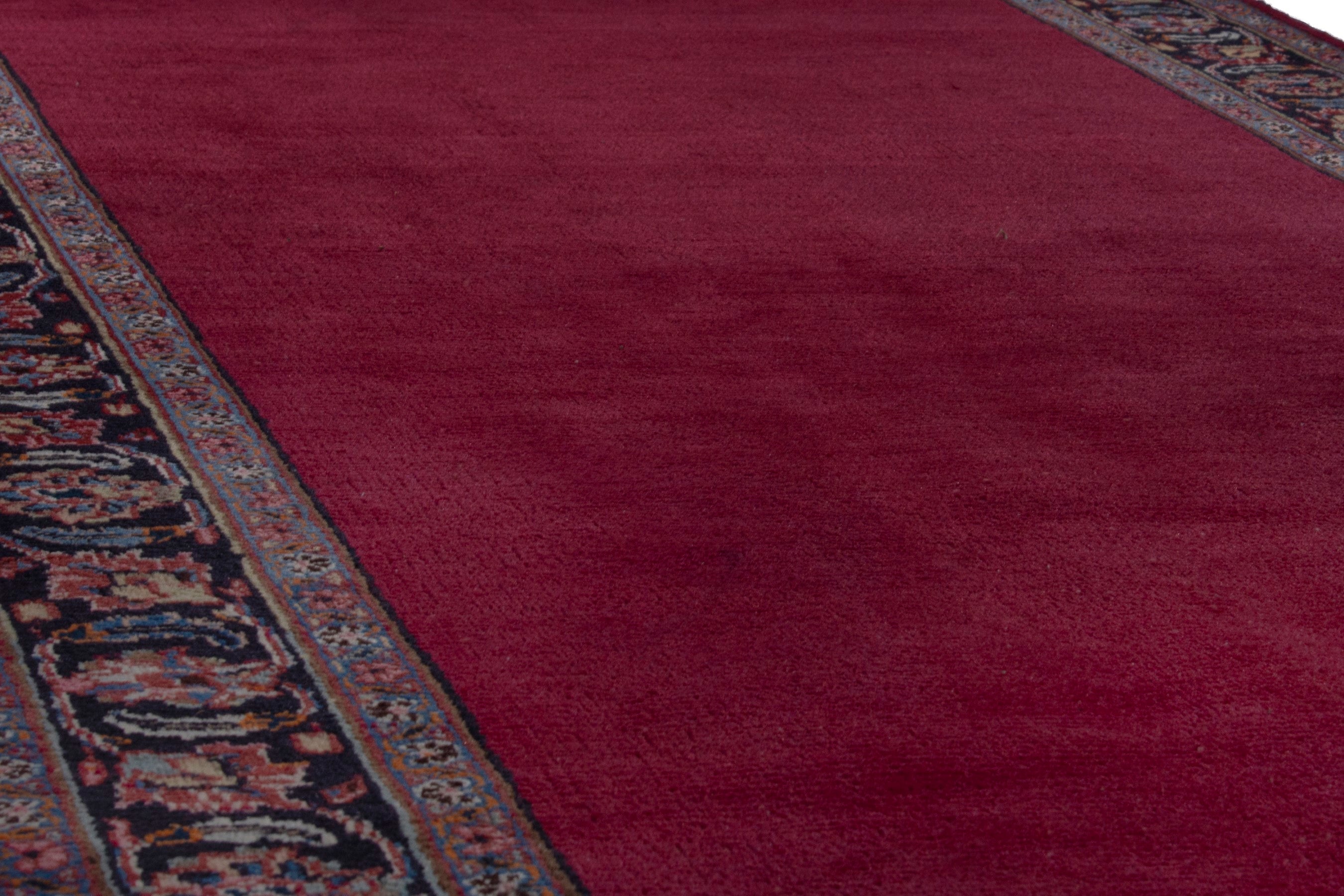 Persian Mashhad runner rug in burgundy and faded red, view 10 of 17