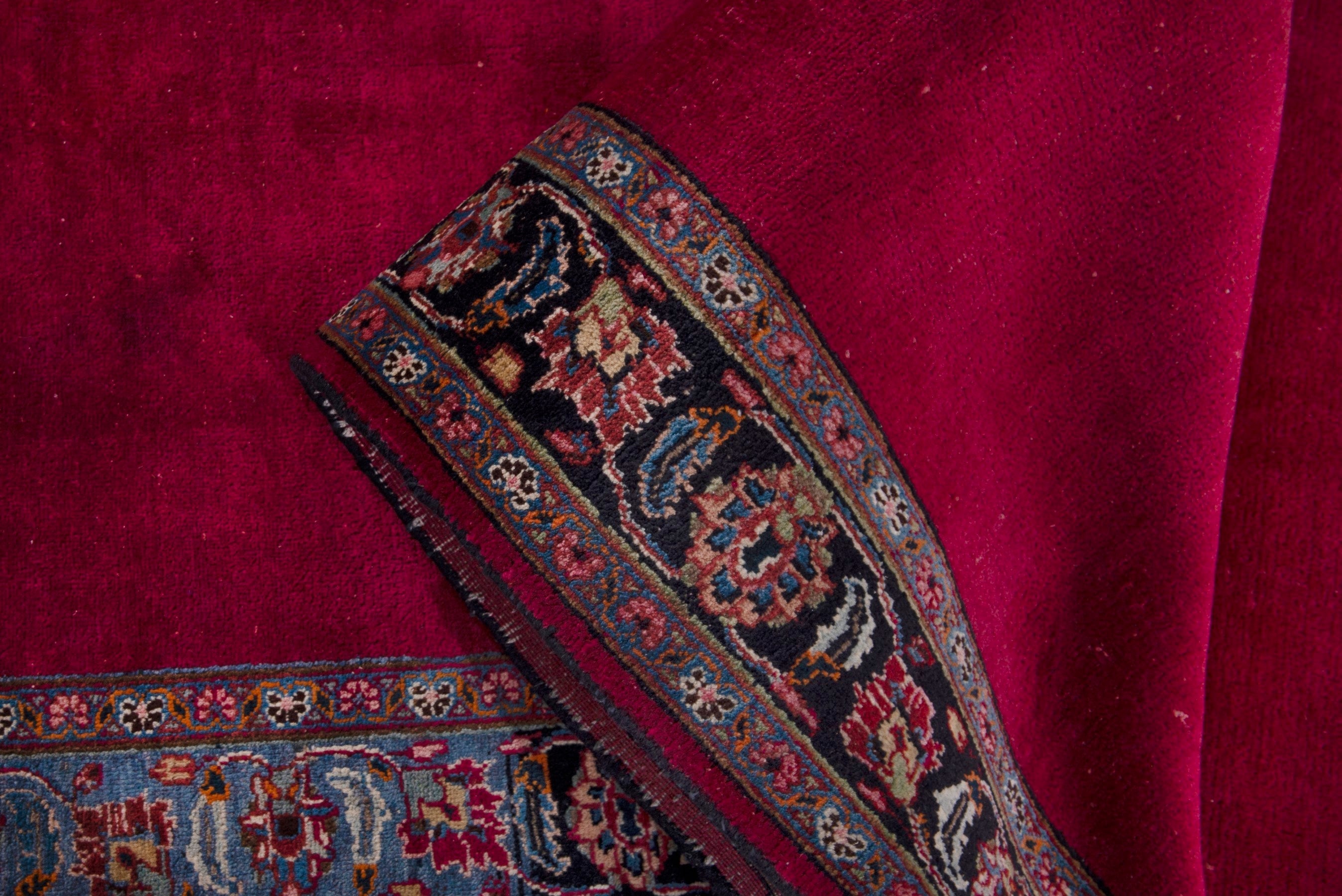 Persian Mashhad runner rug in burgundy and faded red, view 15 of 17
