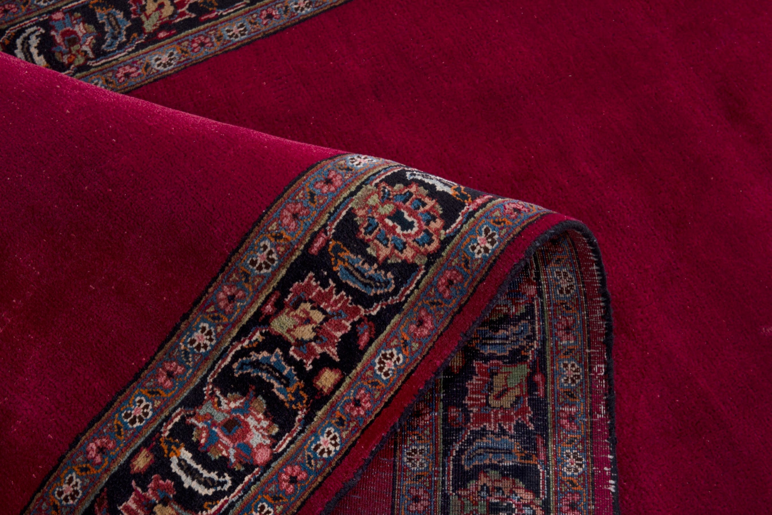 Persian Mashhad runner rug in burgundy and faded red, view 16 of 17