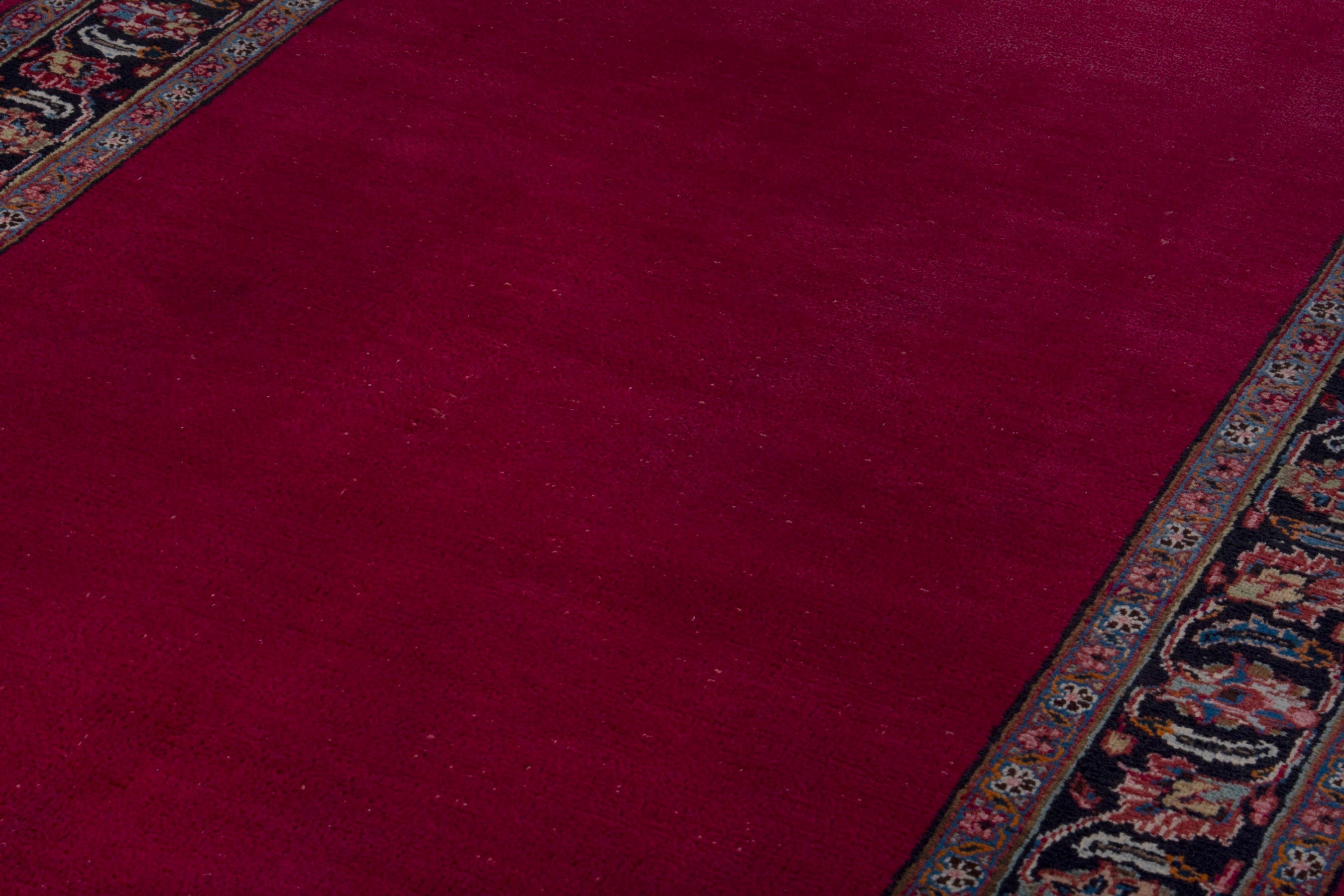 Persian Mashhad runner rug in burgundy and faded red, view 9 of 17