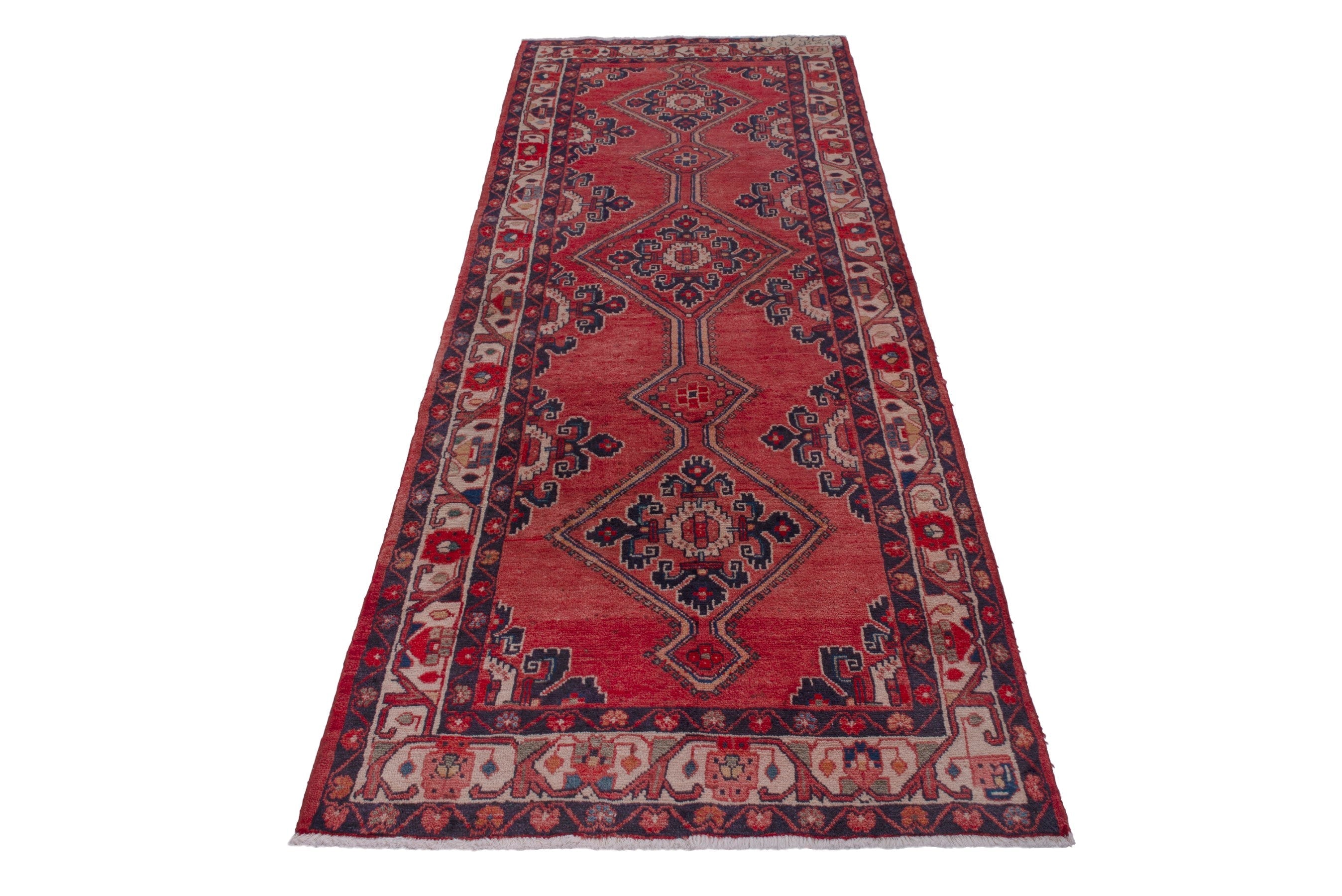Persian Mahal runner rug in deep red and faded red, view 2 of 18