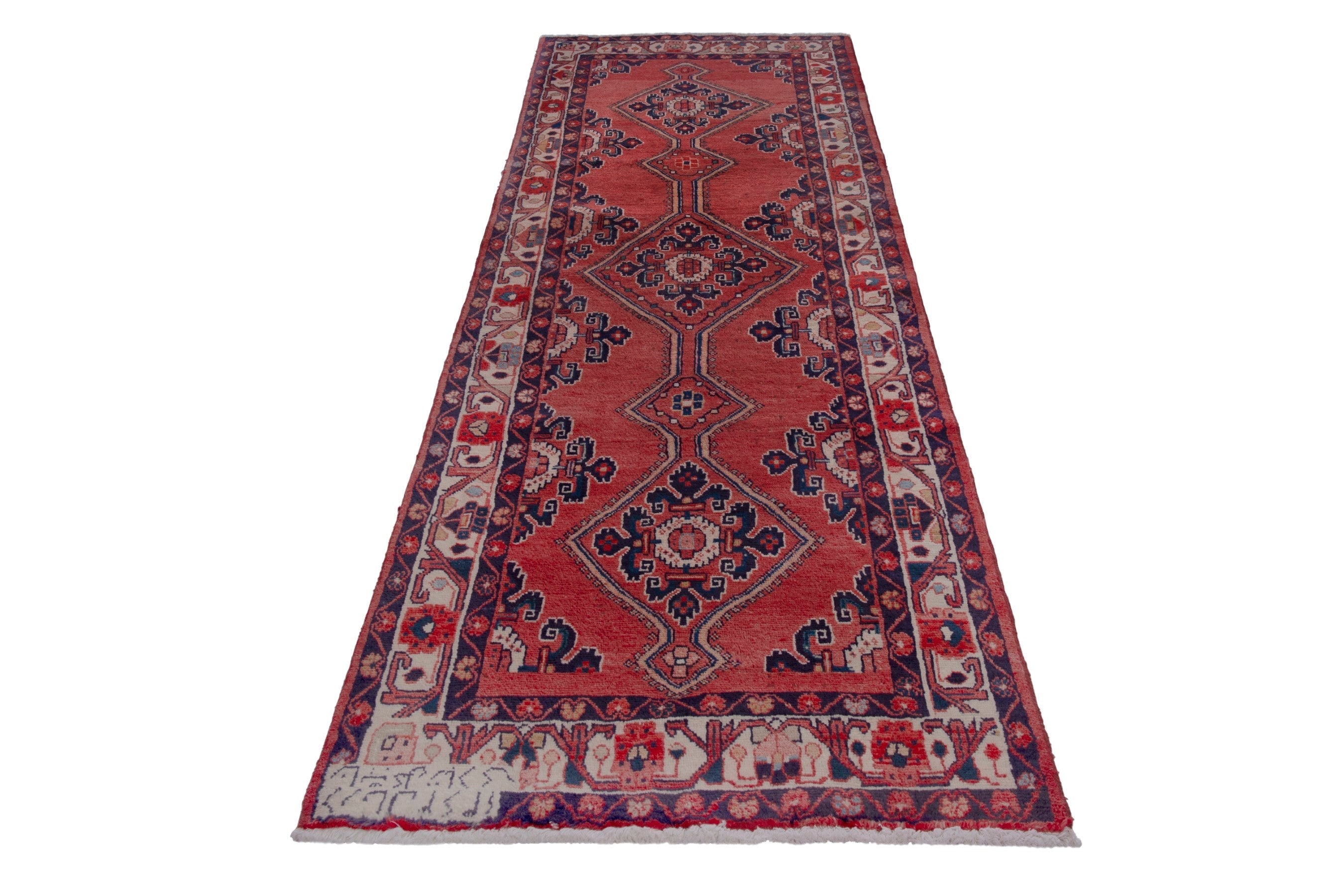 Persian Mahal runner rug in deep red and faded red, view 3 of 18