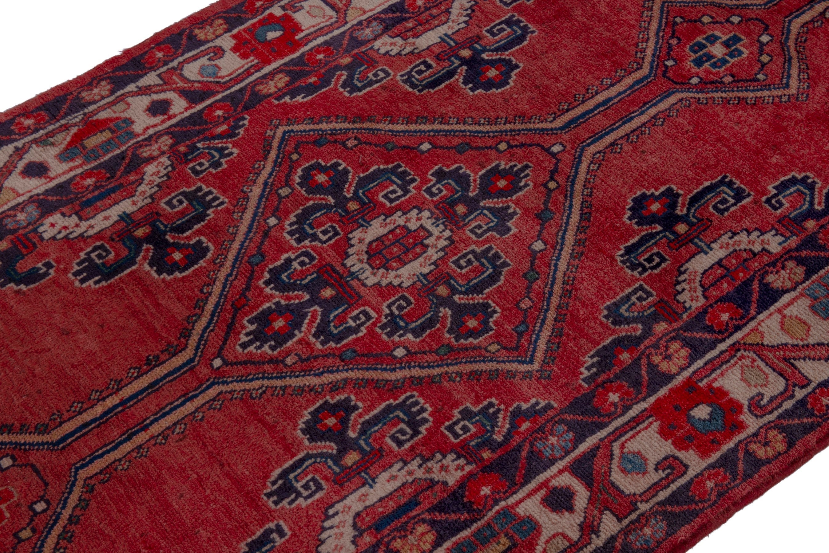 Persian Mahal runner rug in deep red and faded red, view 6 of 18