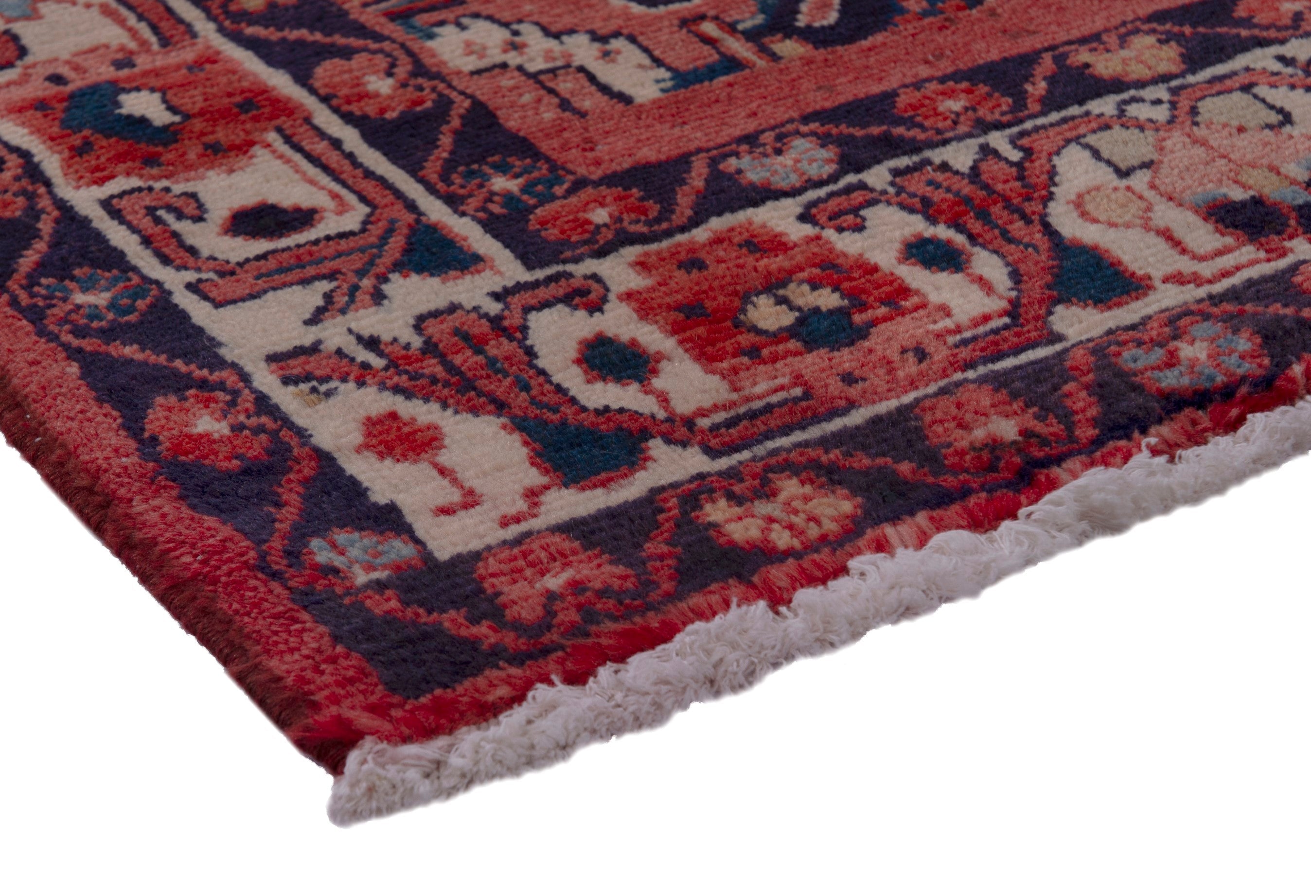 Persian Mahal runner rug in deep red and faded red, view 4 of 18