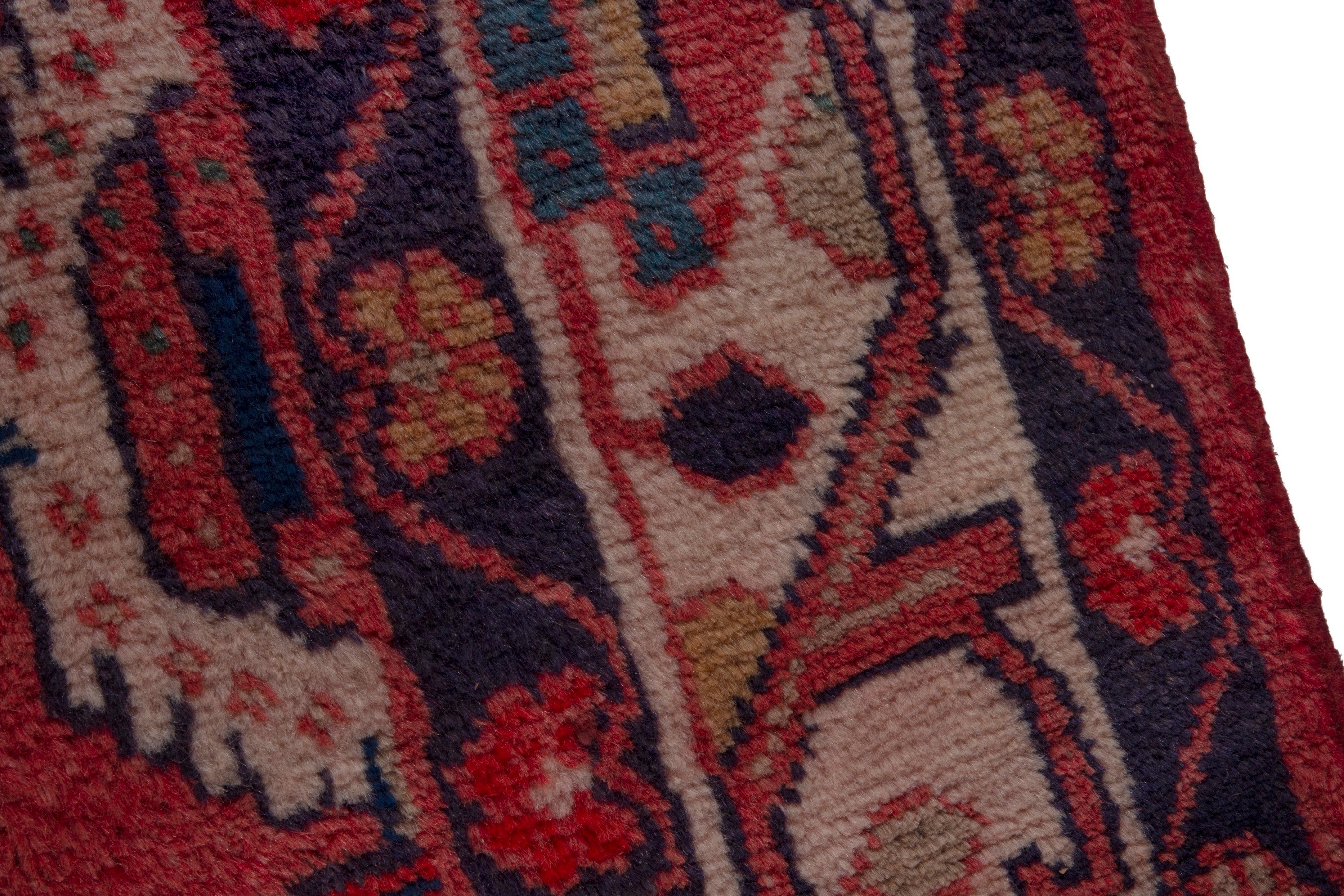 Persian Mahal runner rug in deep red and faded red, view 7 of 18