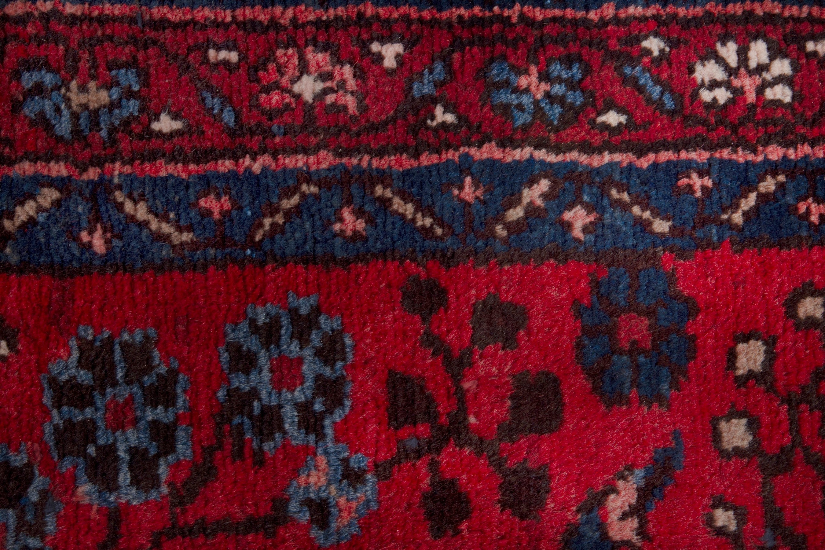 Persian Hamedan runner rug in deep red and cream, view 11 of 17