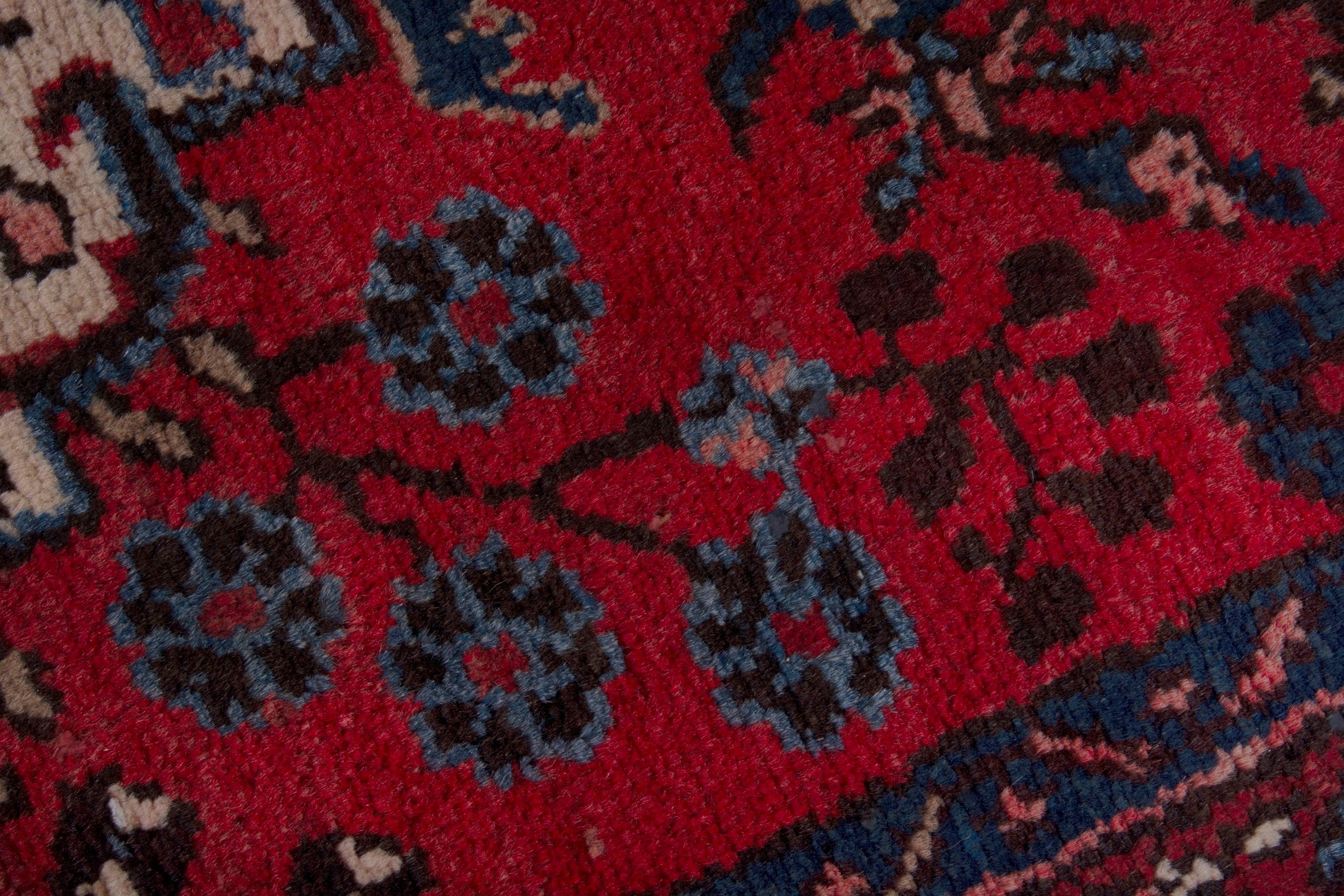 Persian Hamedan runner rug in deep red and cream, view 13 of 17
