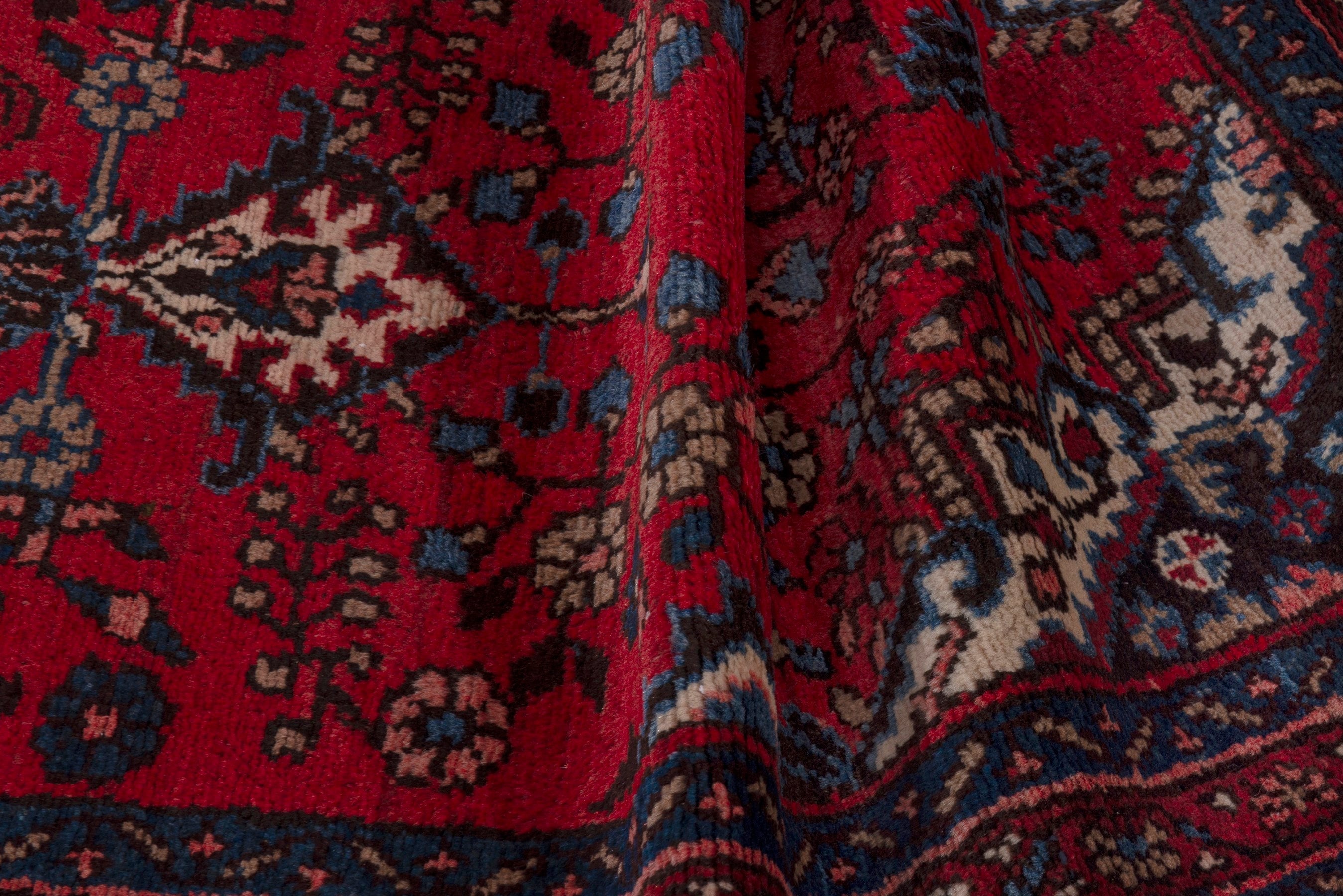 Persian Hamedan runner rug in deep red and cream, view 14 of 17
