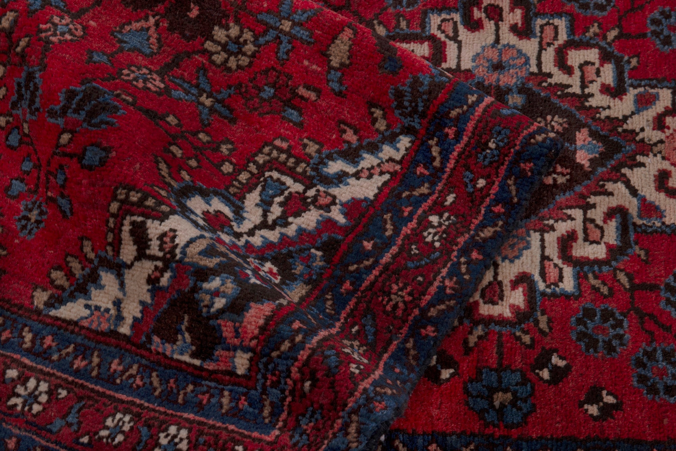 Persian Hamedan runner rug in deep red and cream, view 15 of 17