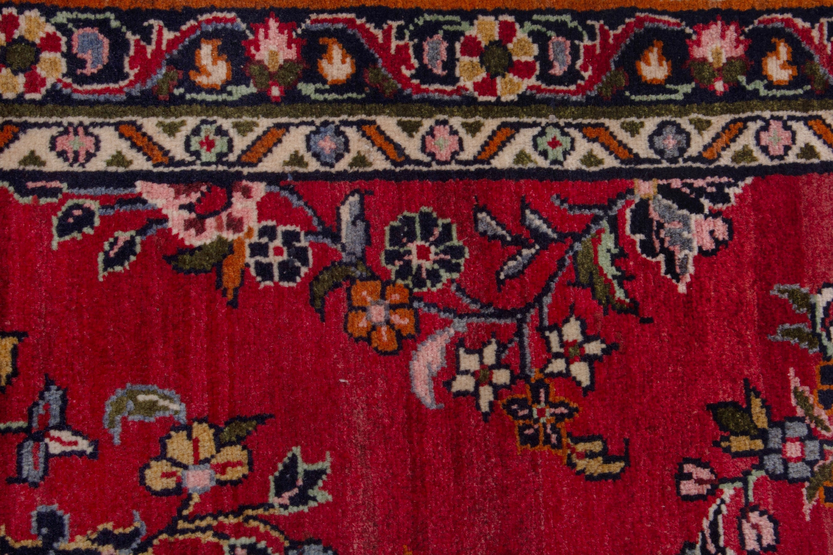 Persian Hamedan runner rug in deep red and ivory, view 11 of 18