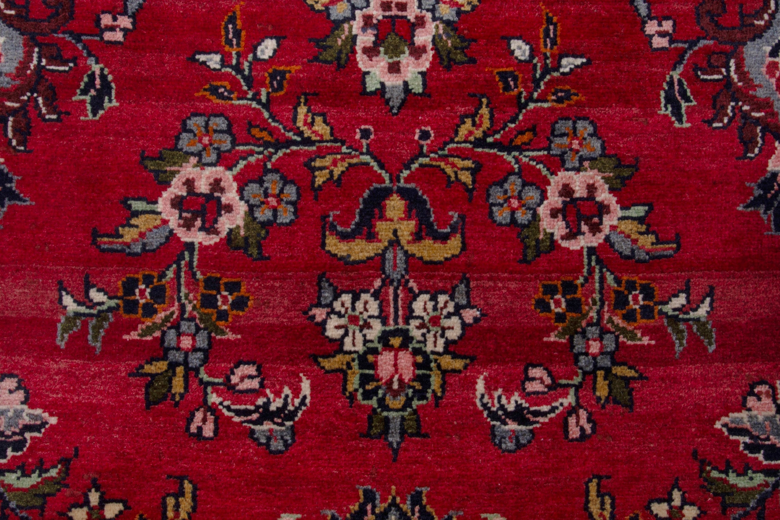 Persian Hamedan runner rug in deep red and ivory, view 12 of 18