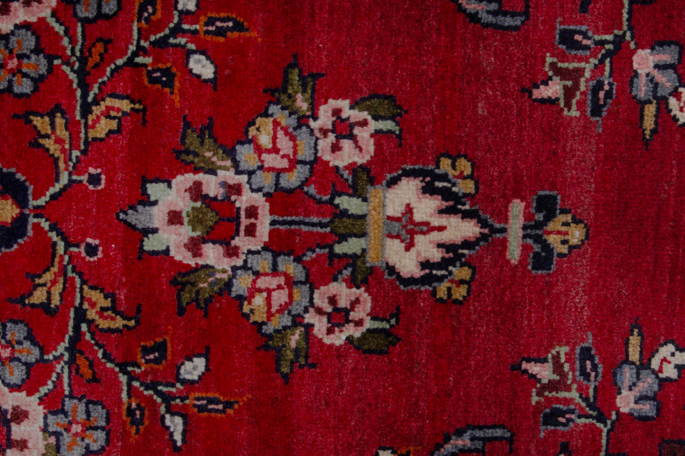 Persian Hamedan runner rug in deep red and ivory, view 13 of 18