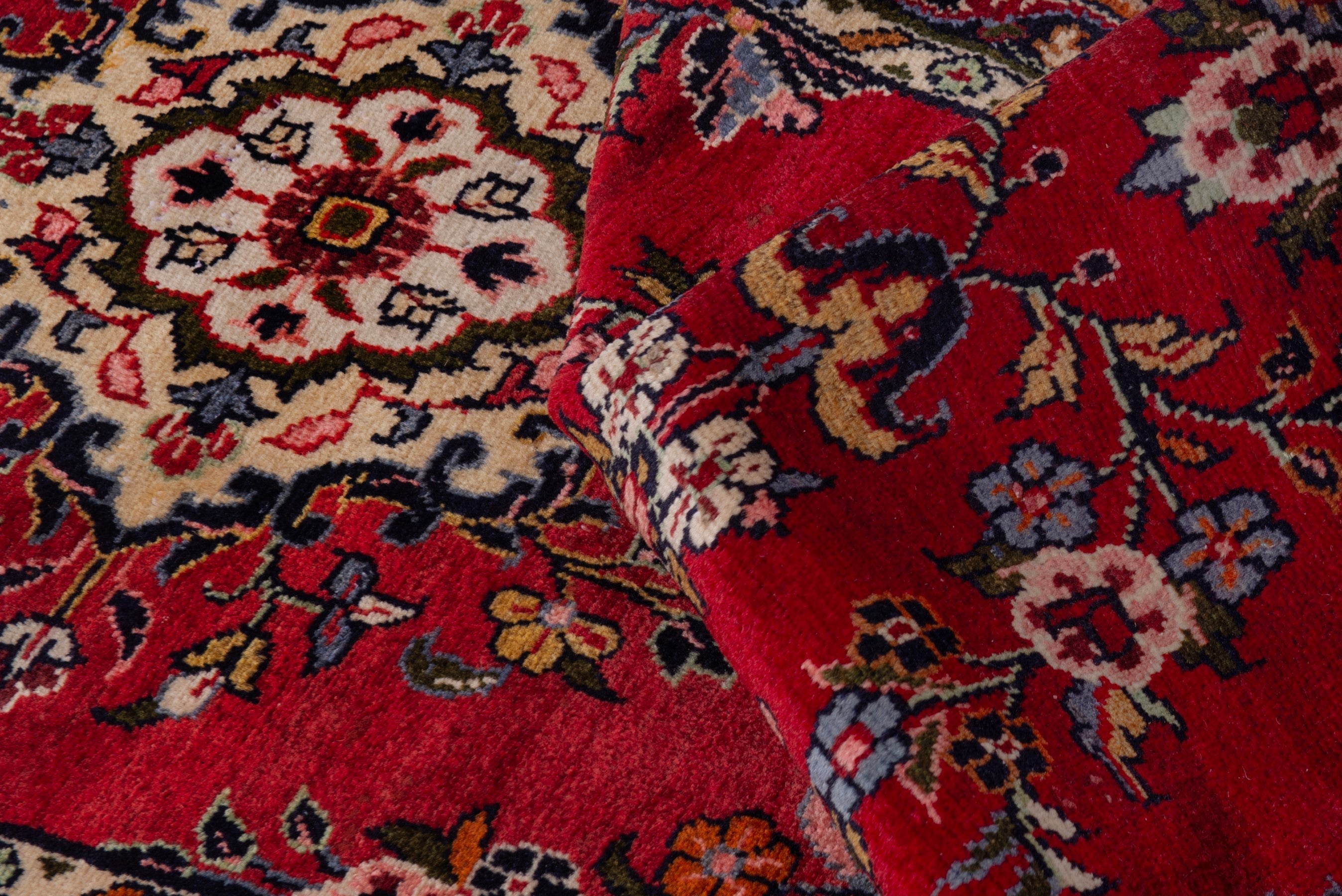 Persian Hamedan runner rug in deep red and ivory, view 14 of 18