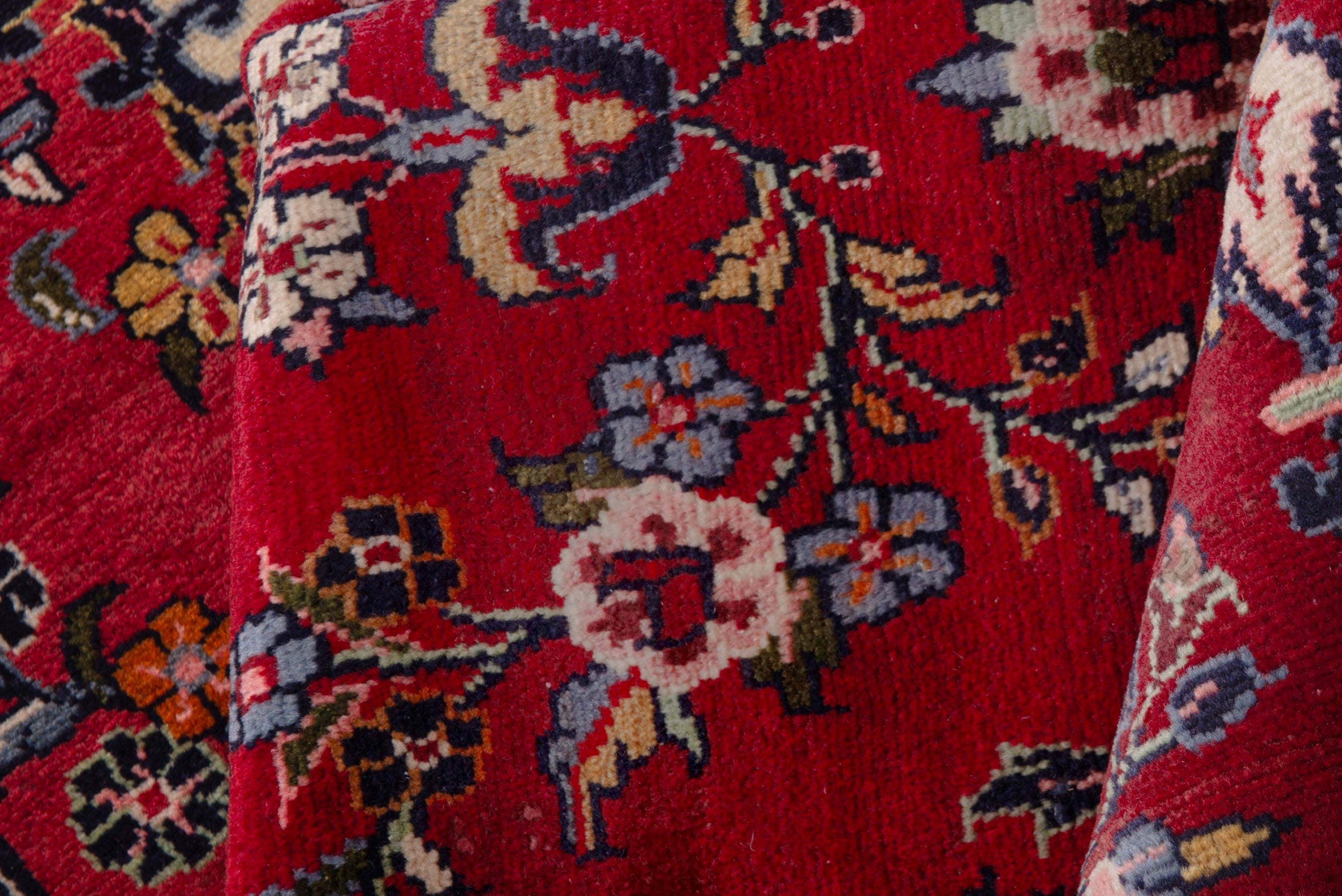 Persian Hamedan runner rug in deep red and ivory, view 15 of 18