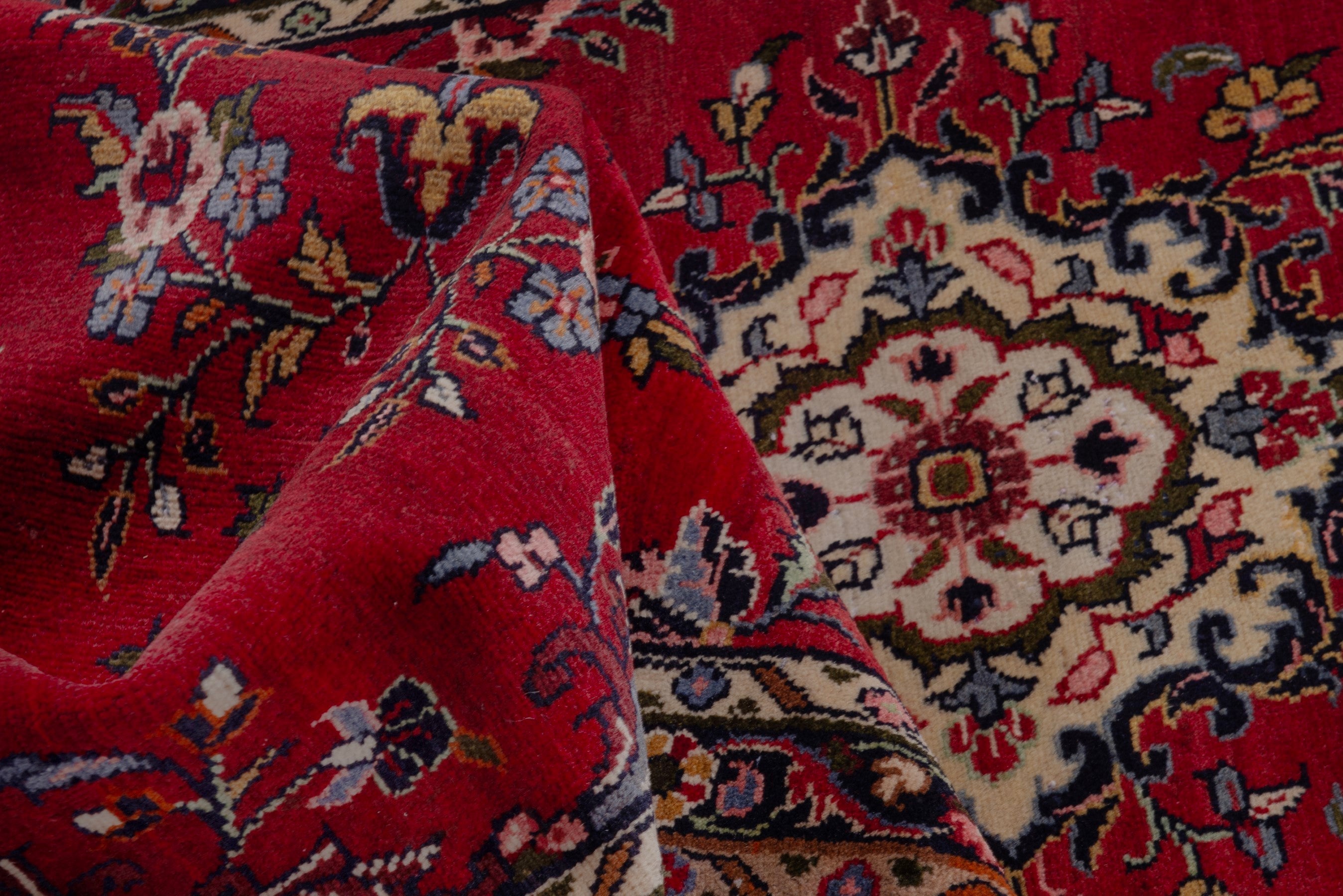 Persian Hamedan runner rug in deep red and ivory, view 16 of 18