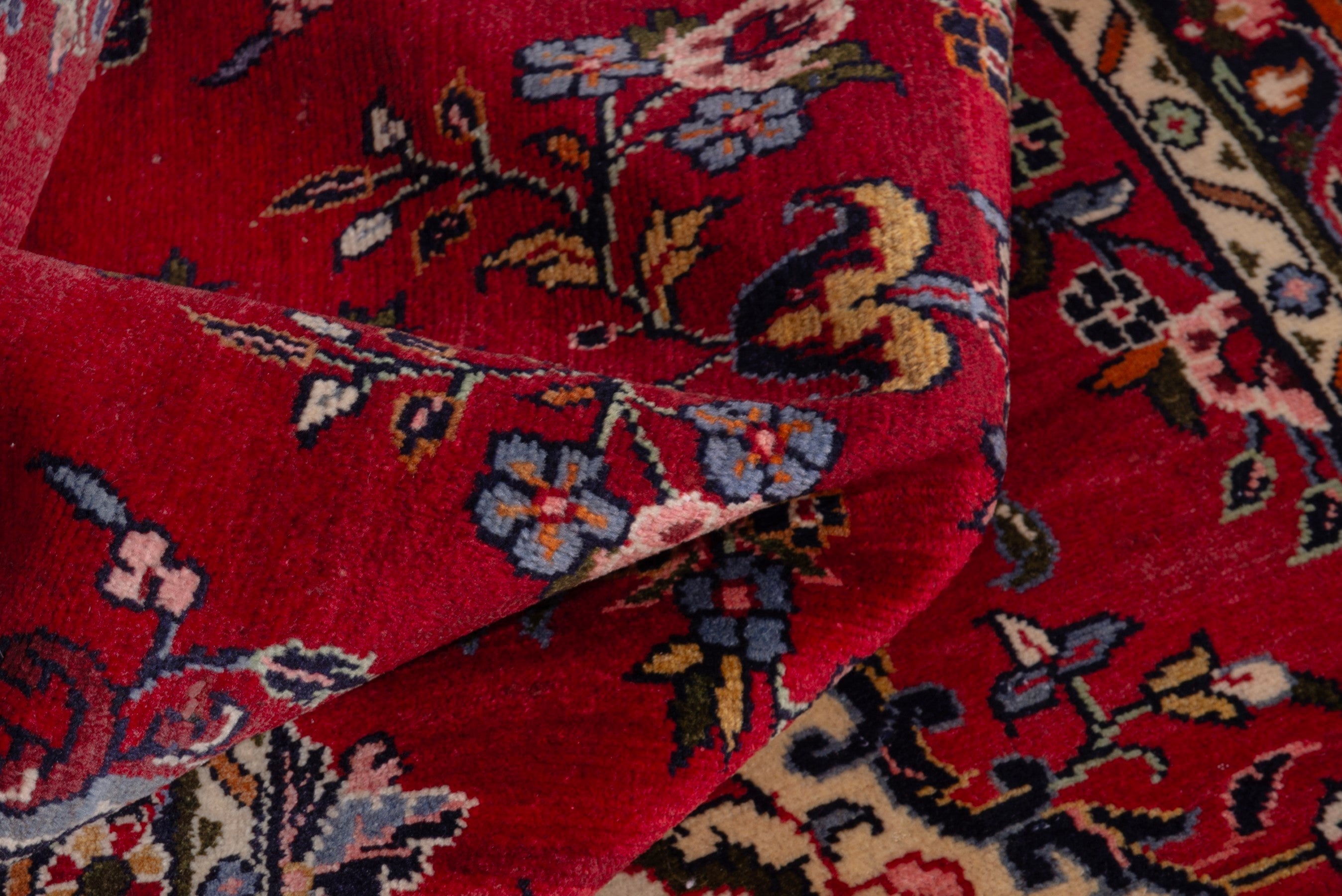 Persian Hamedan runner rug in deep red and ivory, view 17 of 18