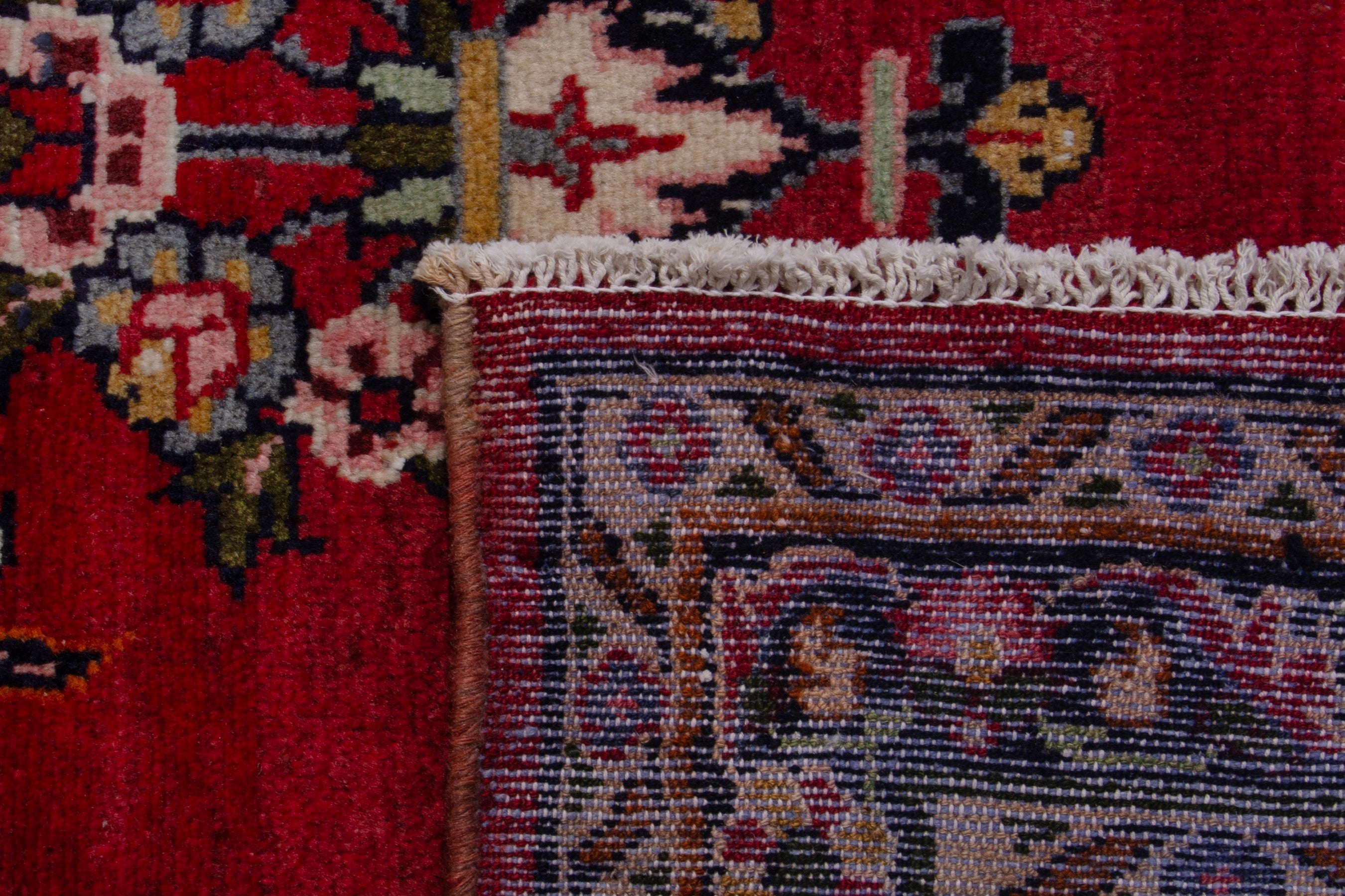Persian Hamedan runner rug in deep red and ivory, view 18 of 18