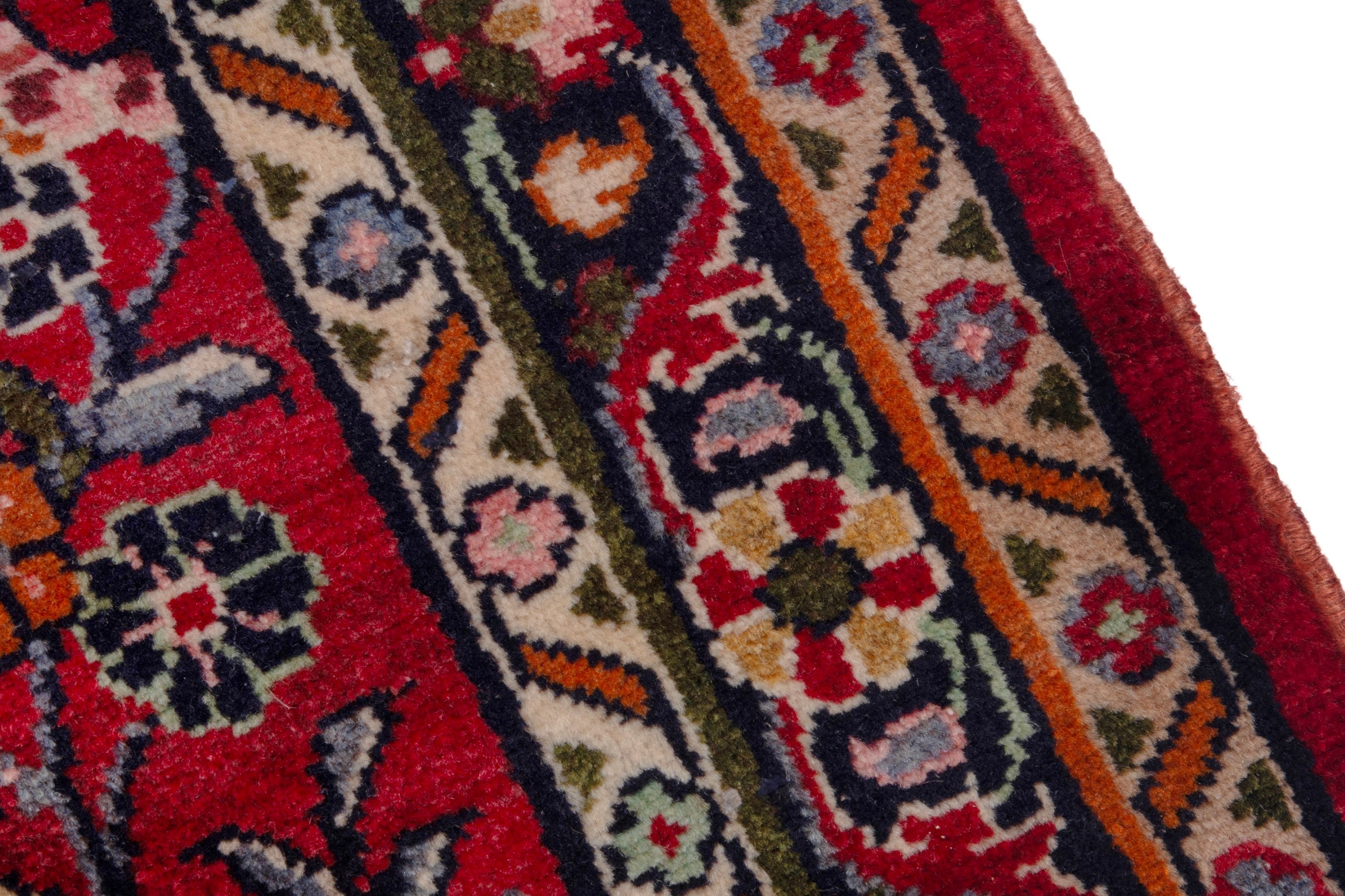 Persian Hamedan runner rug in deep red and ivory, view 7 of 18