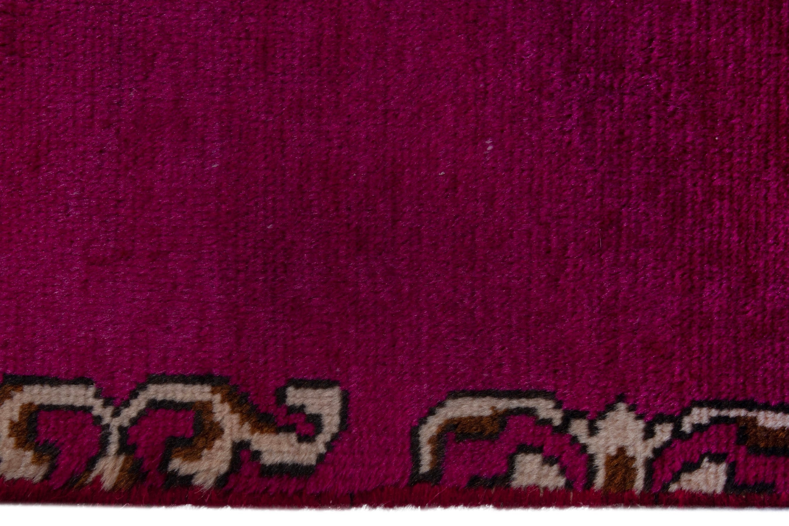 Persian Tabriz runner rug in burgundy, view 12 of 18