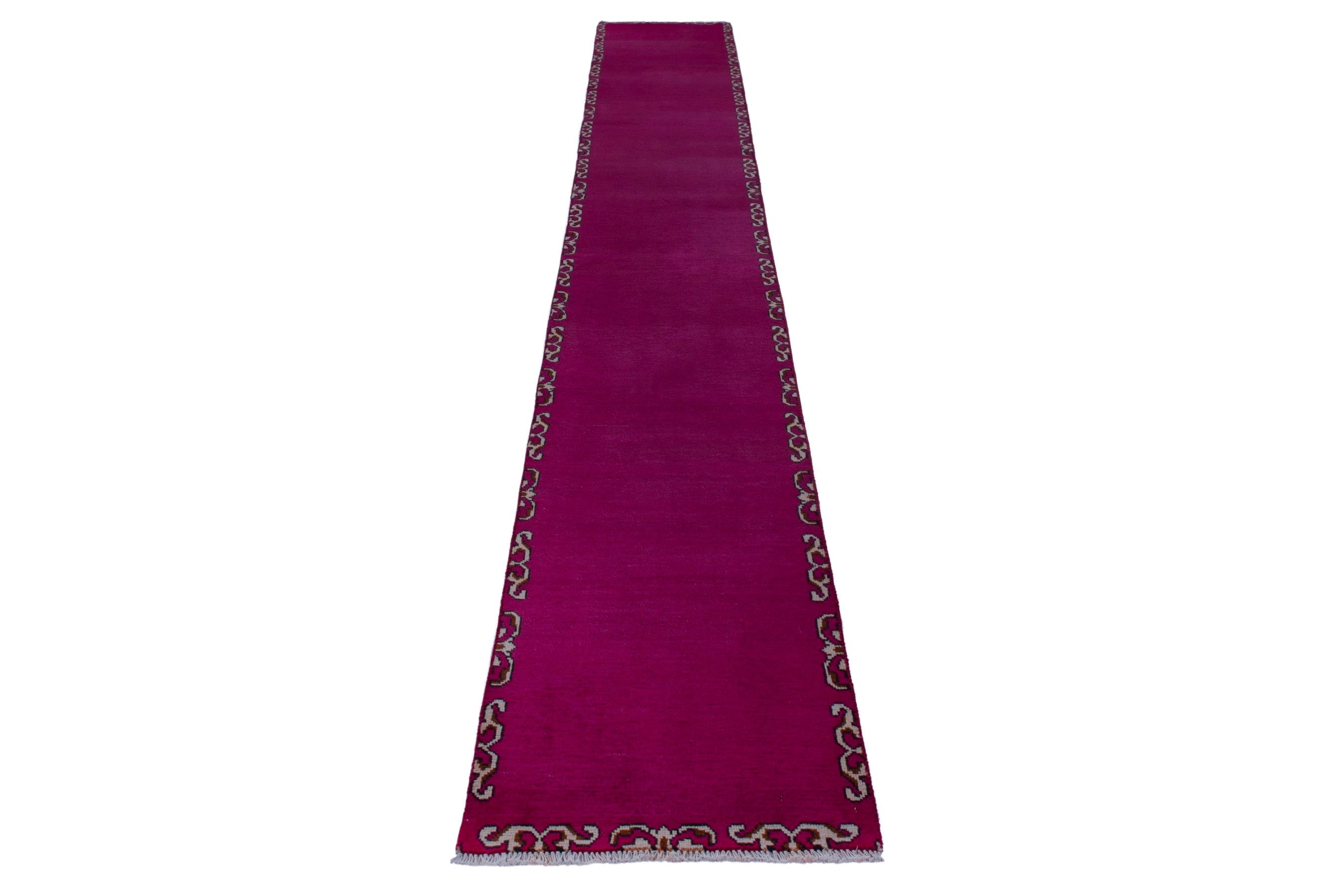 Persian Tabriz runner rug in burgundy, view 2 of 18