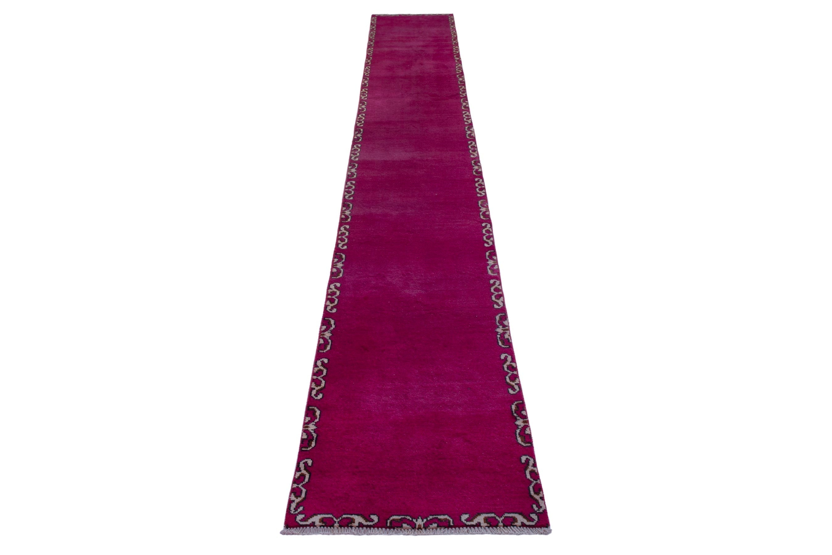 Persian Tabriz runner rug in burgundy, view 3 of 18
