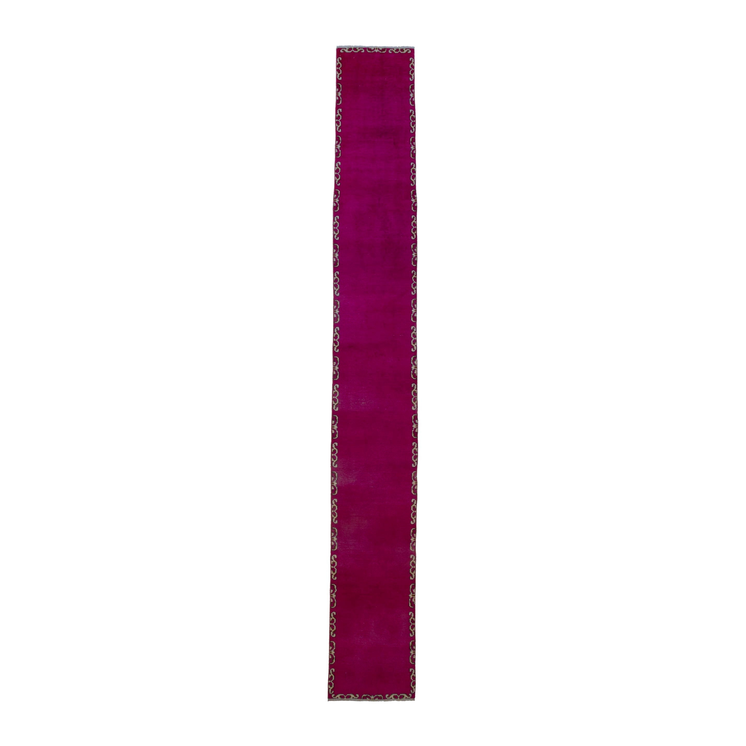 Persian Tabriz runner rug in burgundy, 2' x 15'3"