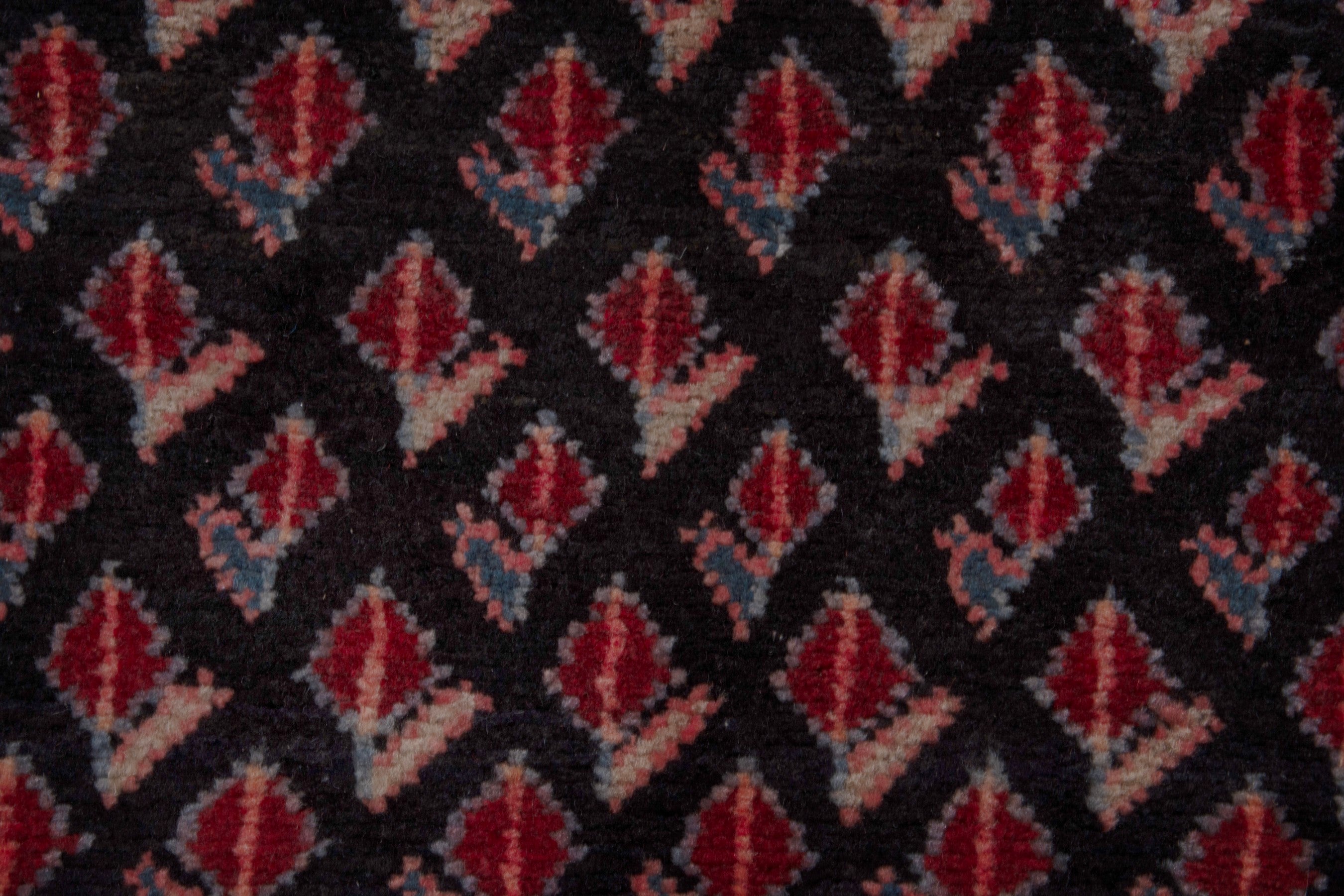 Persian Hamedan runner rug in navy and burgundy, view 12 of 18