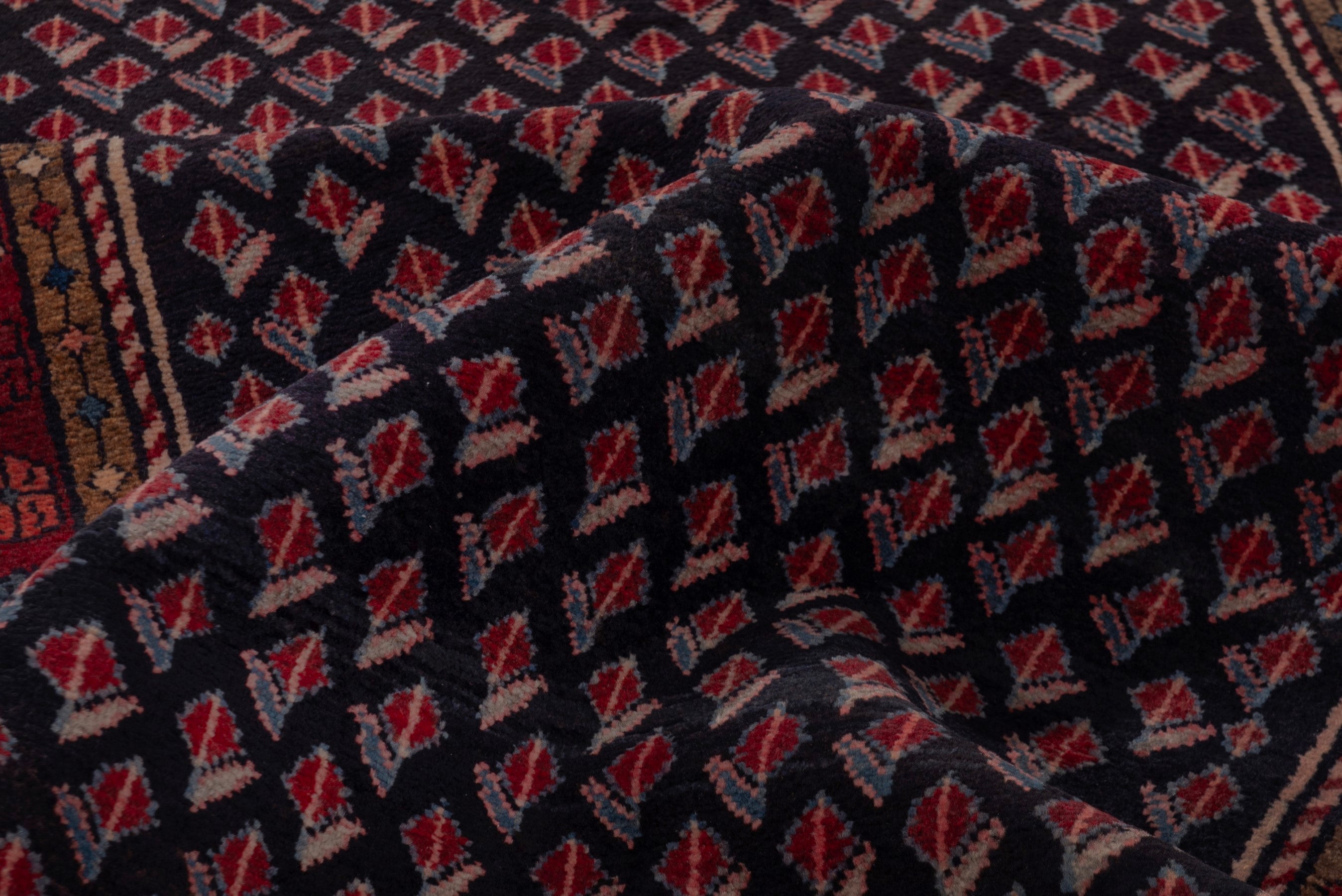 Persian Hamedan runner rug in navy and burgundy, view 14 of 18