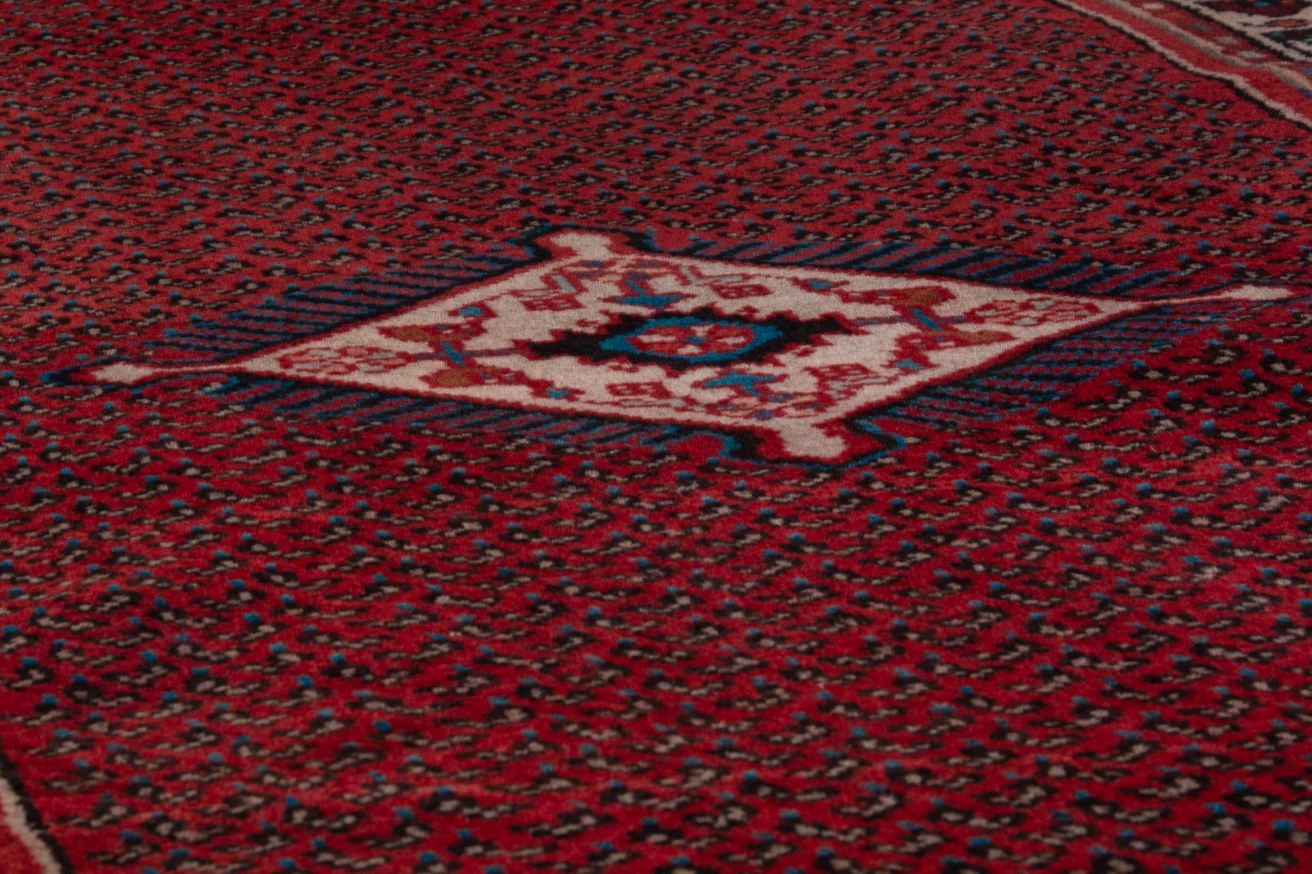 Persian Botteh runner rug in deep red and charcoal, view 10 of 17