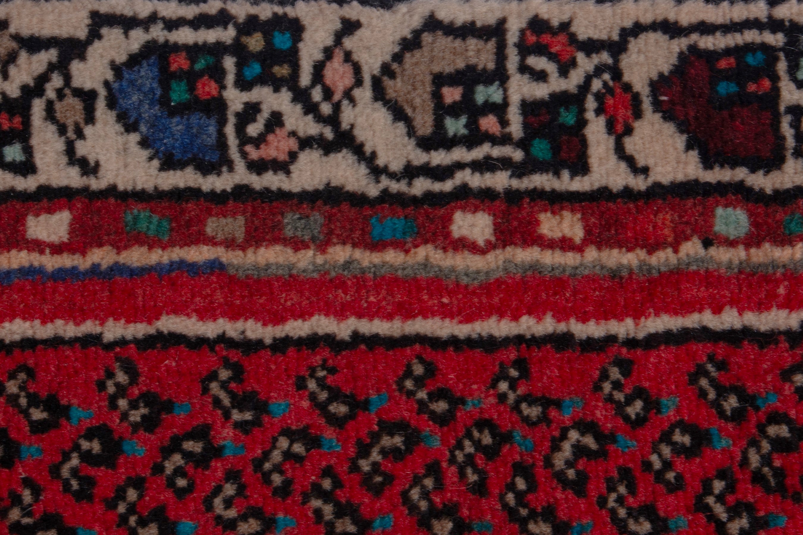 Persian Botteh runner rug in deep red and charcoal, view 11 of 17