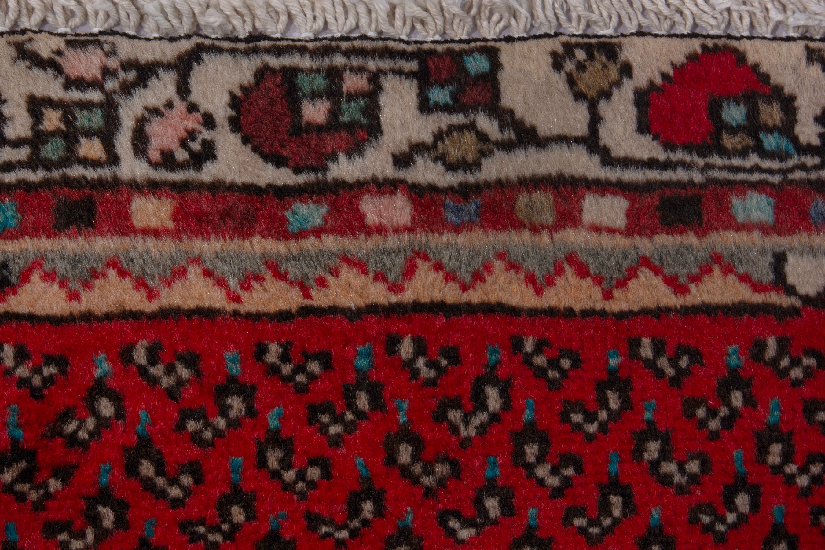 Persian Botteh runner rug in deep red and charcoal, view 12 of 17