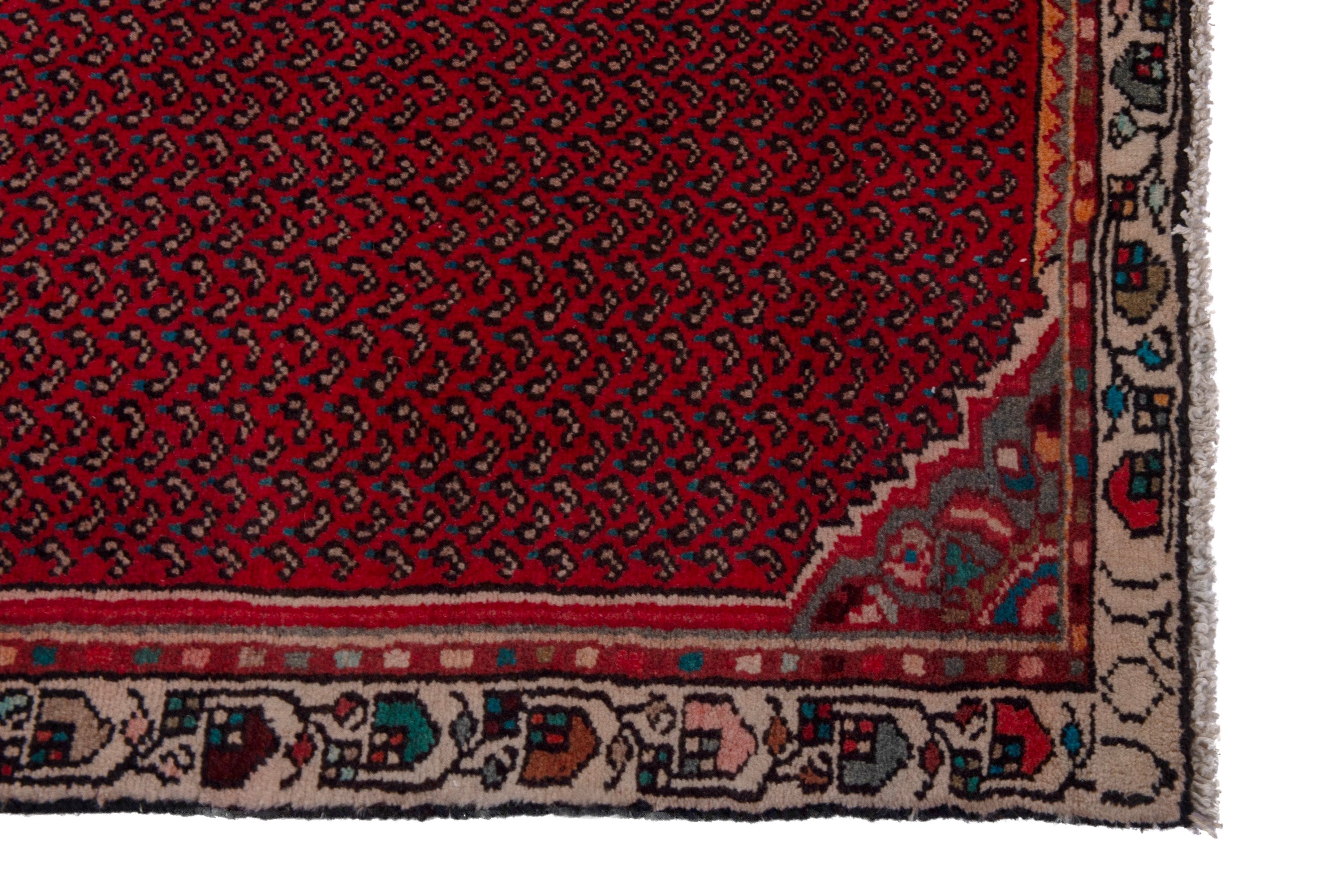 Persian Botteh runner rug in deep red and charcoal, view 5 of 17