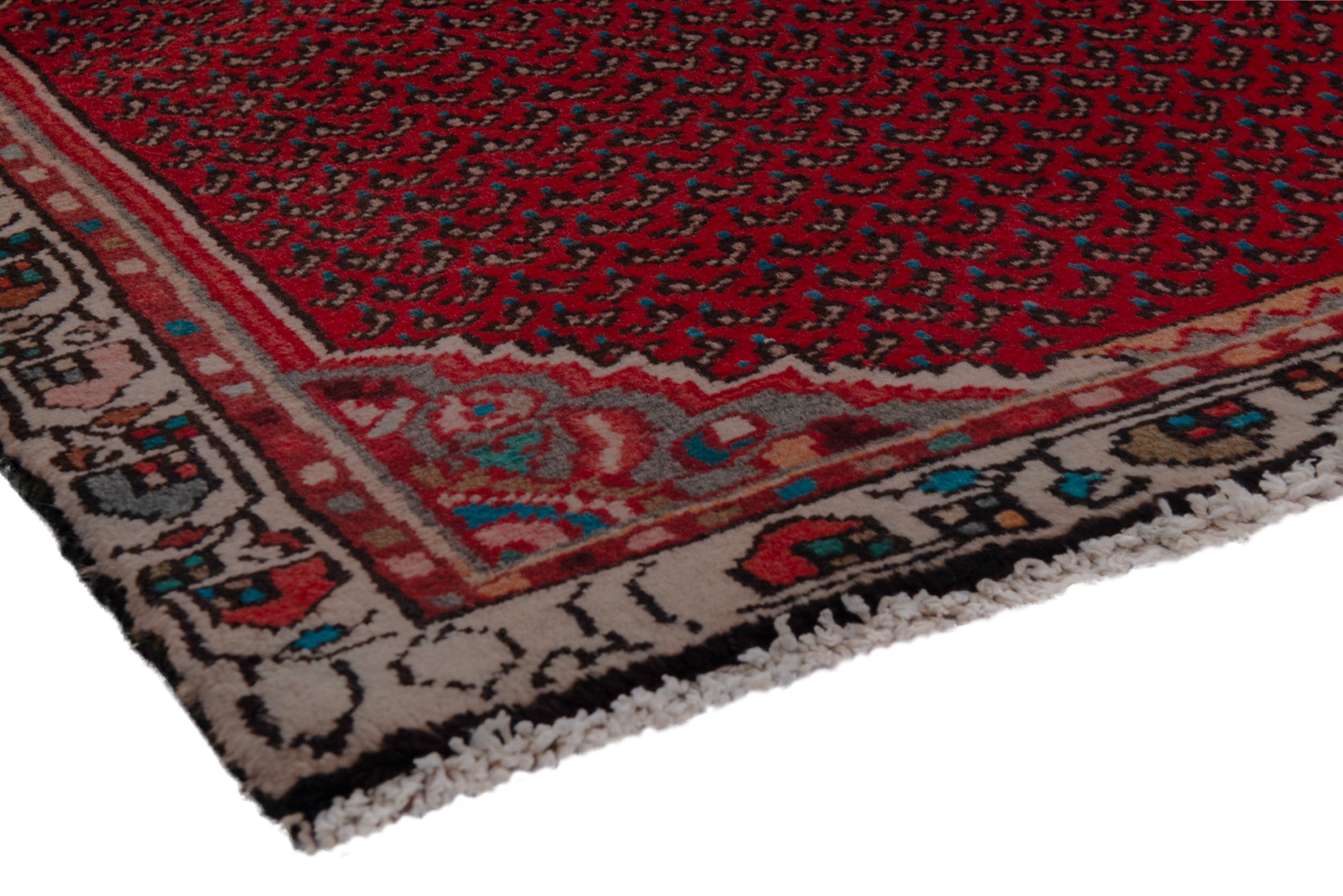 Persian Botteh runner rug in deep red and charcoal, view 4 of 17