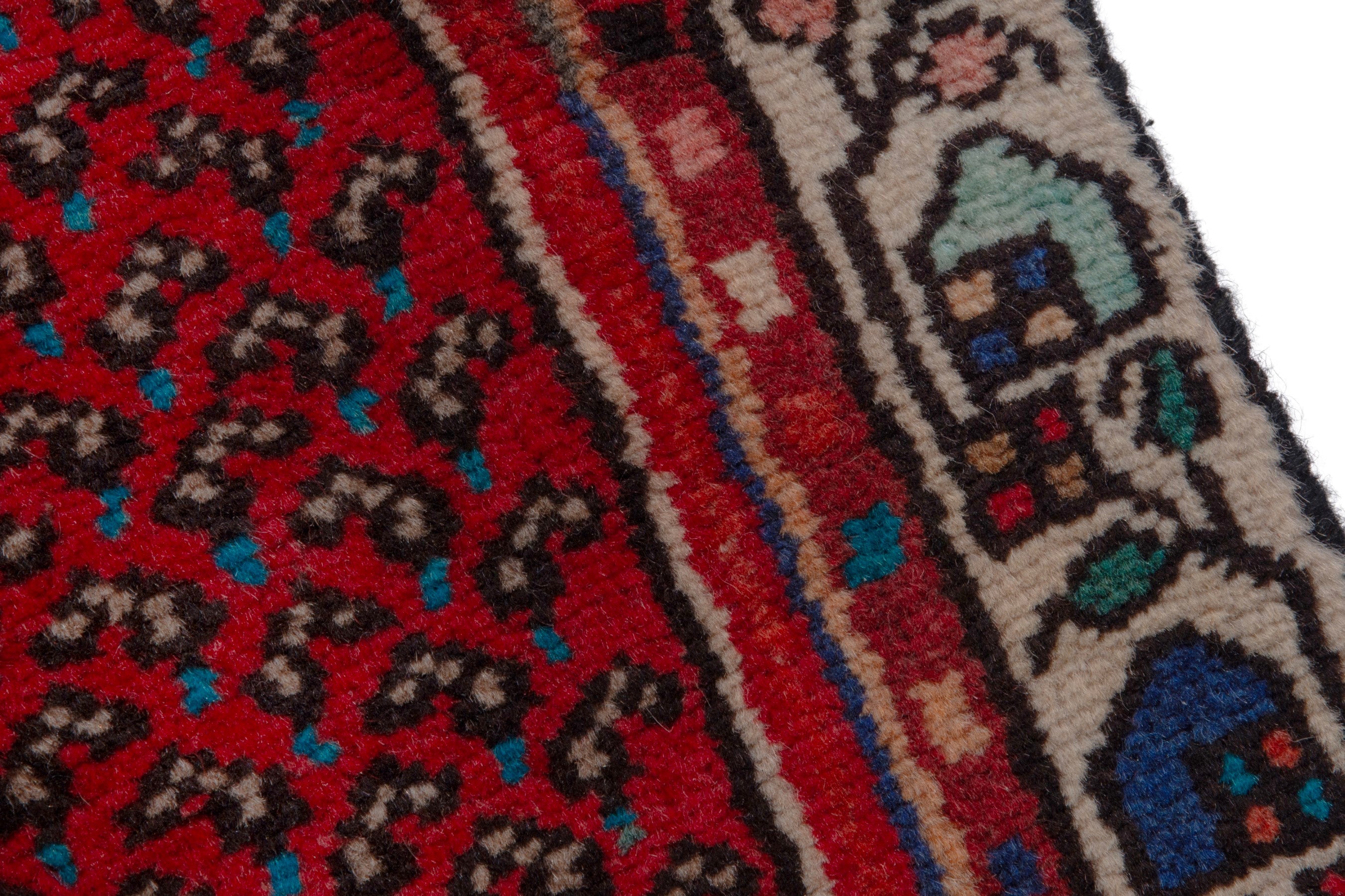 Persian Botteh runner rug in deep red and charcoal, view 7 of 17