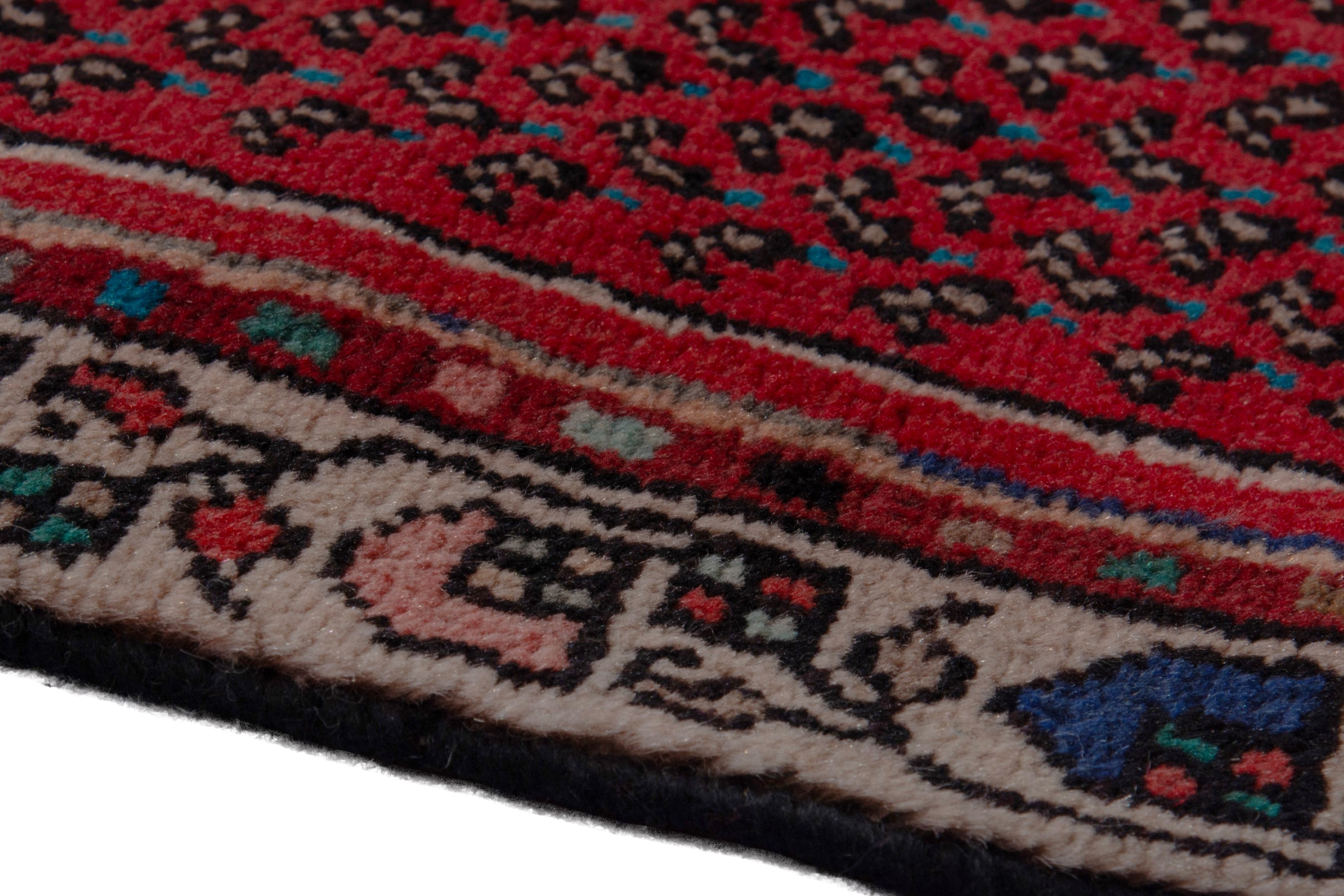 Persian Botteh runner rug in deep red and charcoal, view 8 of 17