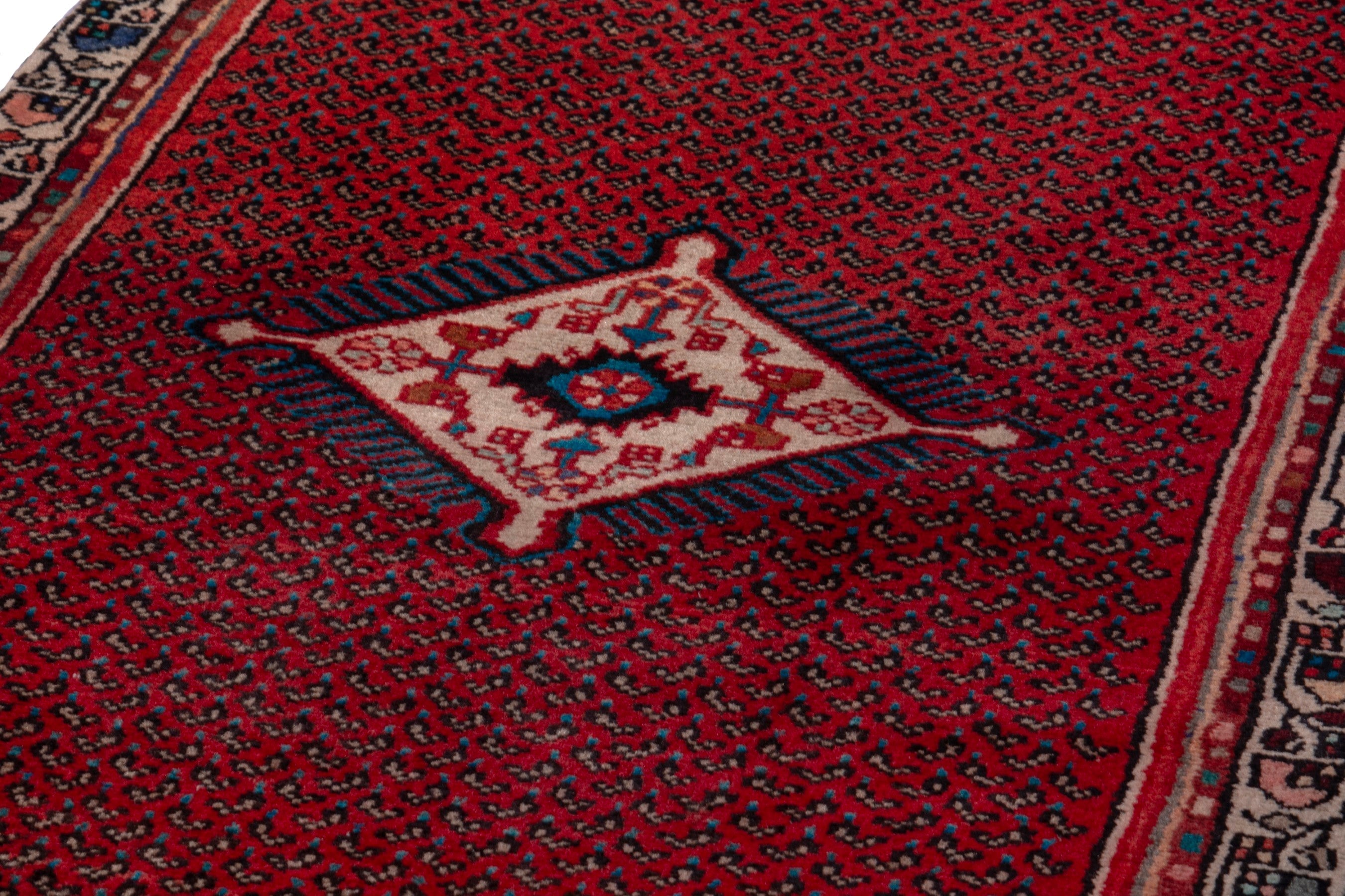 Persian Botteh runner rug in deep red and charcoal, view 9 of 17