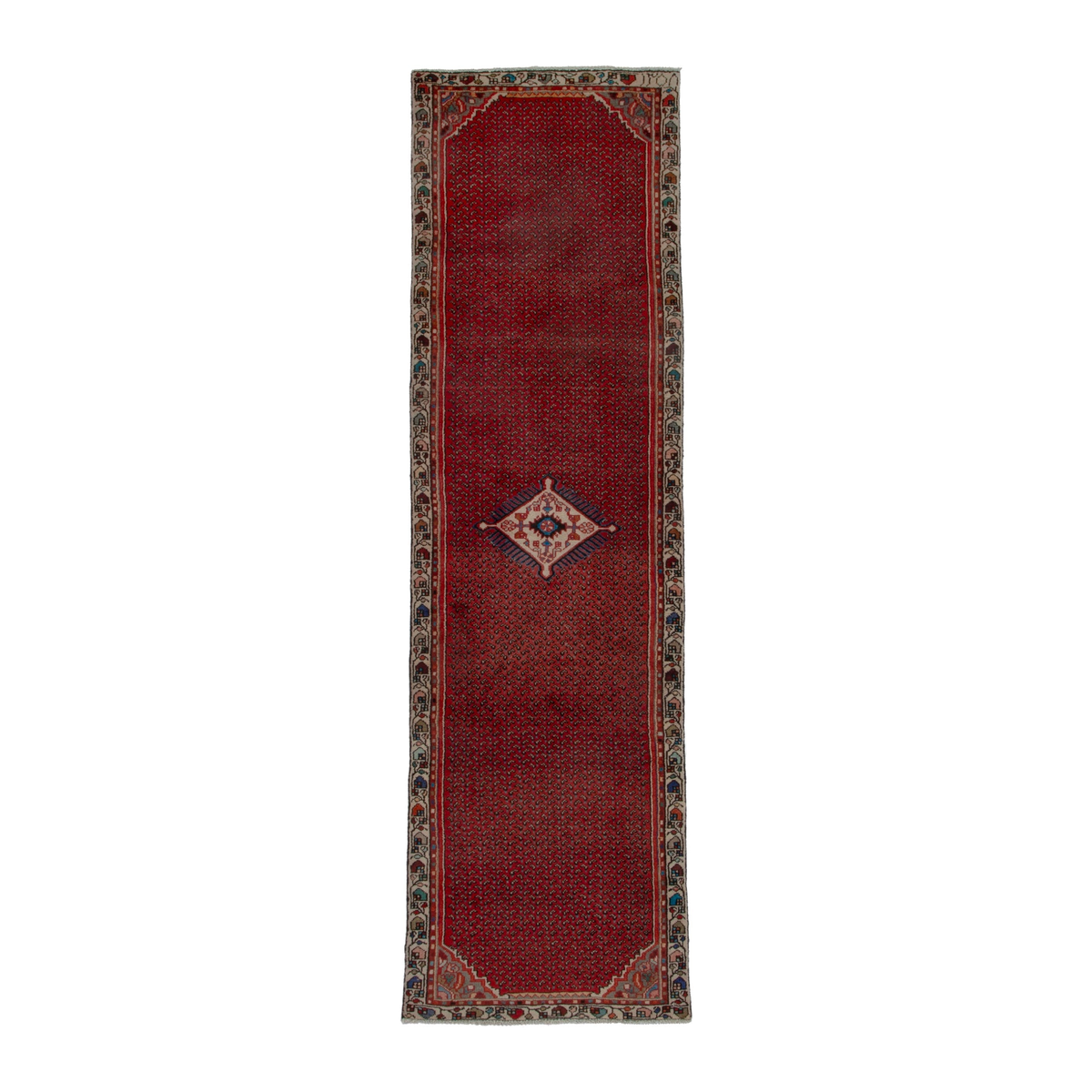 Persian Botteh runner rug in deep red and charcoal, 2'9" x 9'9"
