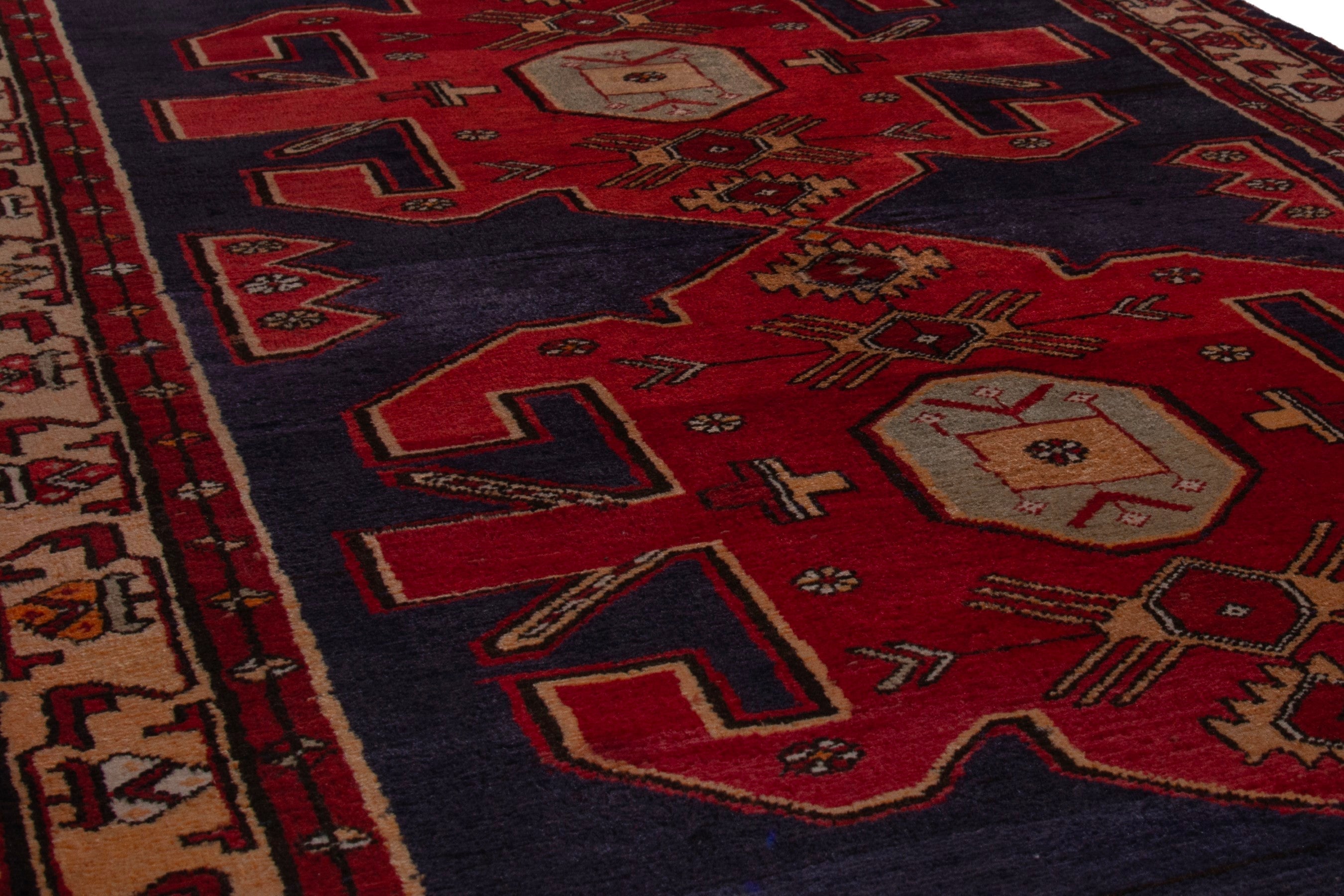 Persian Azerbaijan runner rug in navy and deep red, view 10 of 17