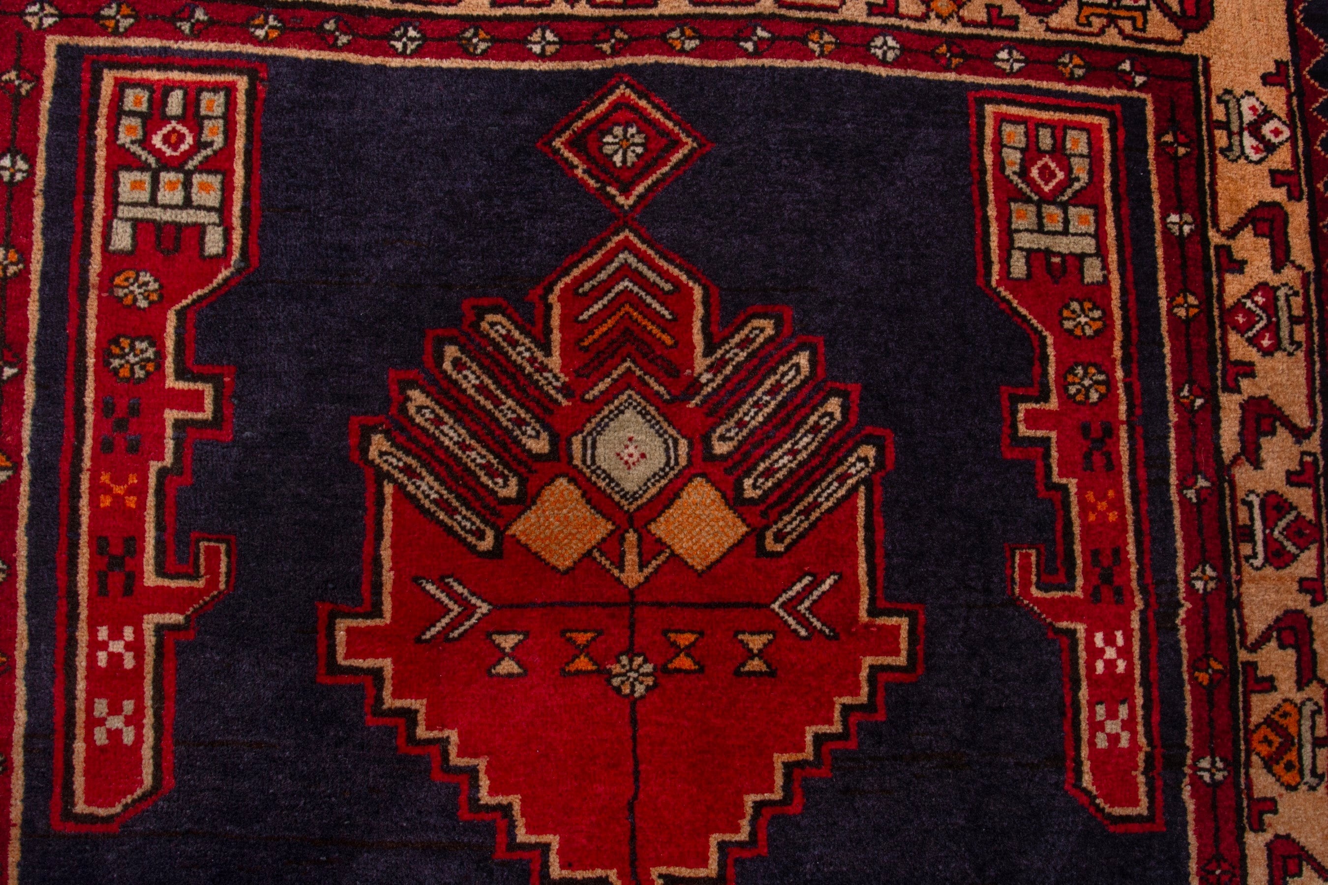 Persian Azerbaijan runner rug in navy and deep red, view 12 of 17