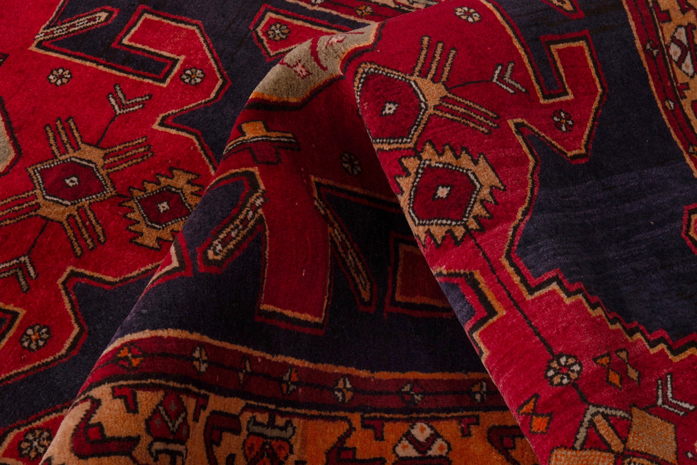 Persian Azerbaijan runner rug in navy and deep red, view 14 of 17