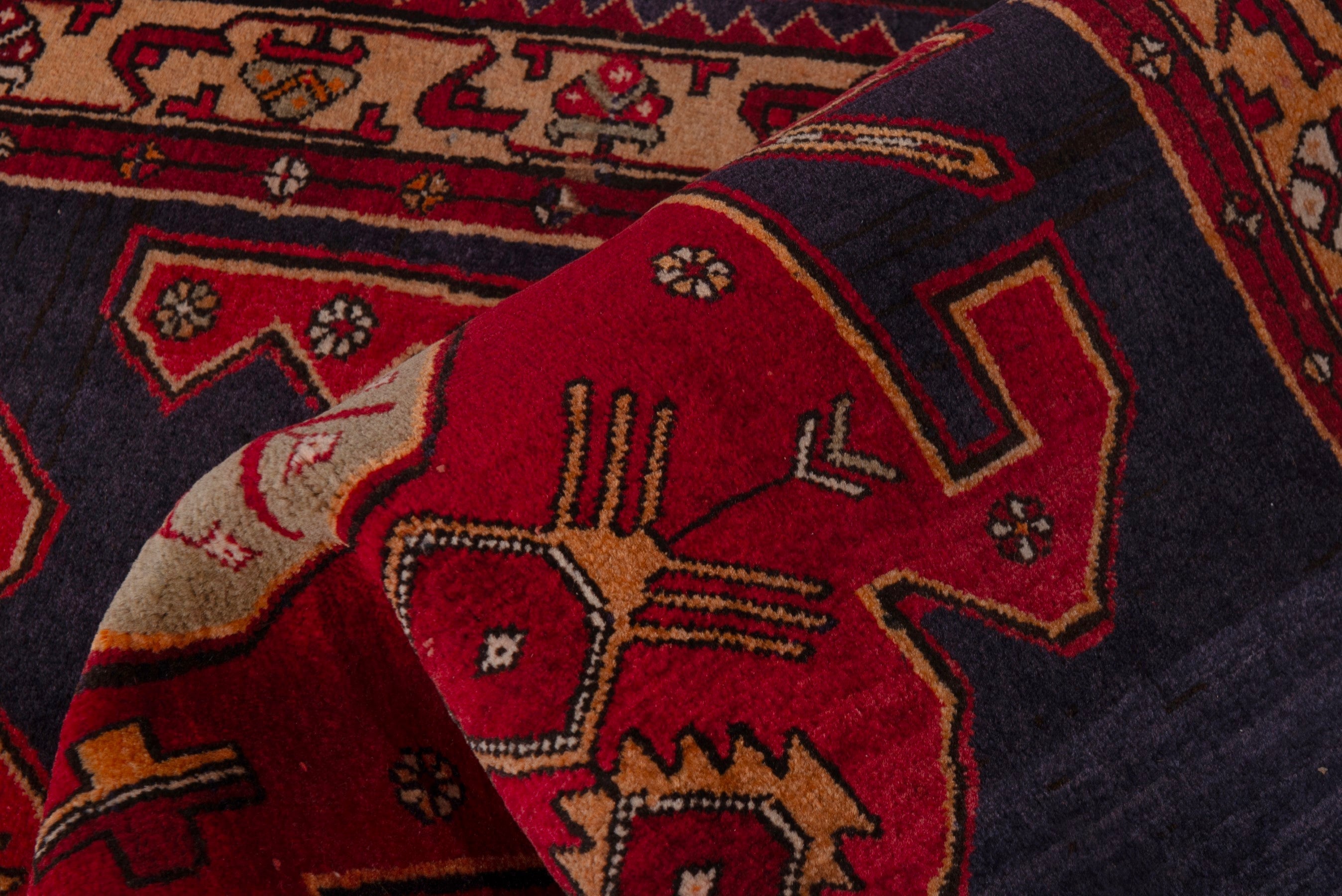 Persian Azerbaijan runner rug in navy and deep red, view 15 of 17