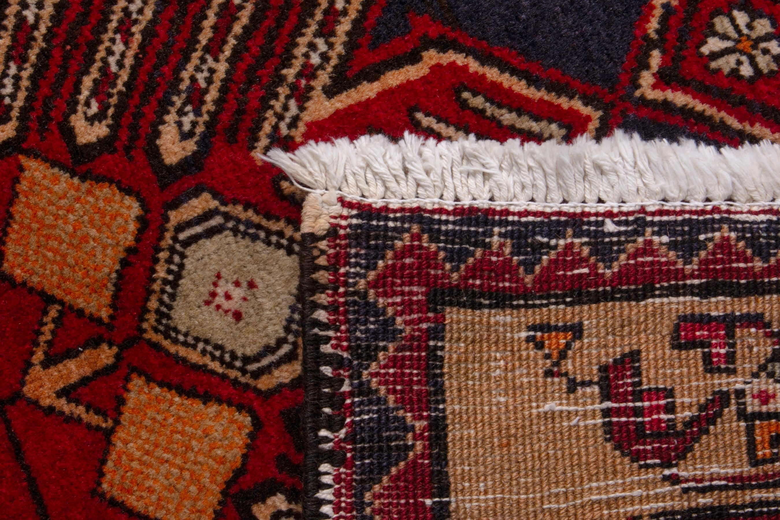 Persian Azerbaijan runner rug in navy and deep red, view 17 of 17