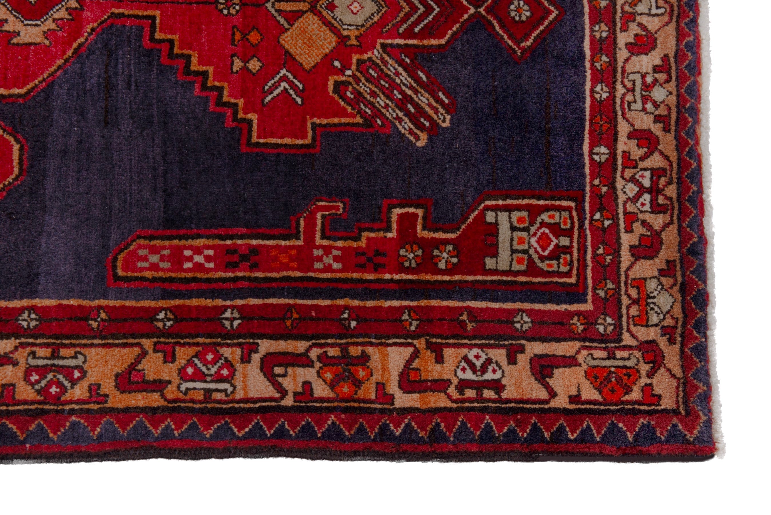 Persian Azerbaijan runner rug in navy and deep red, view 5 of 17